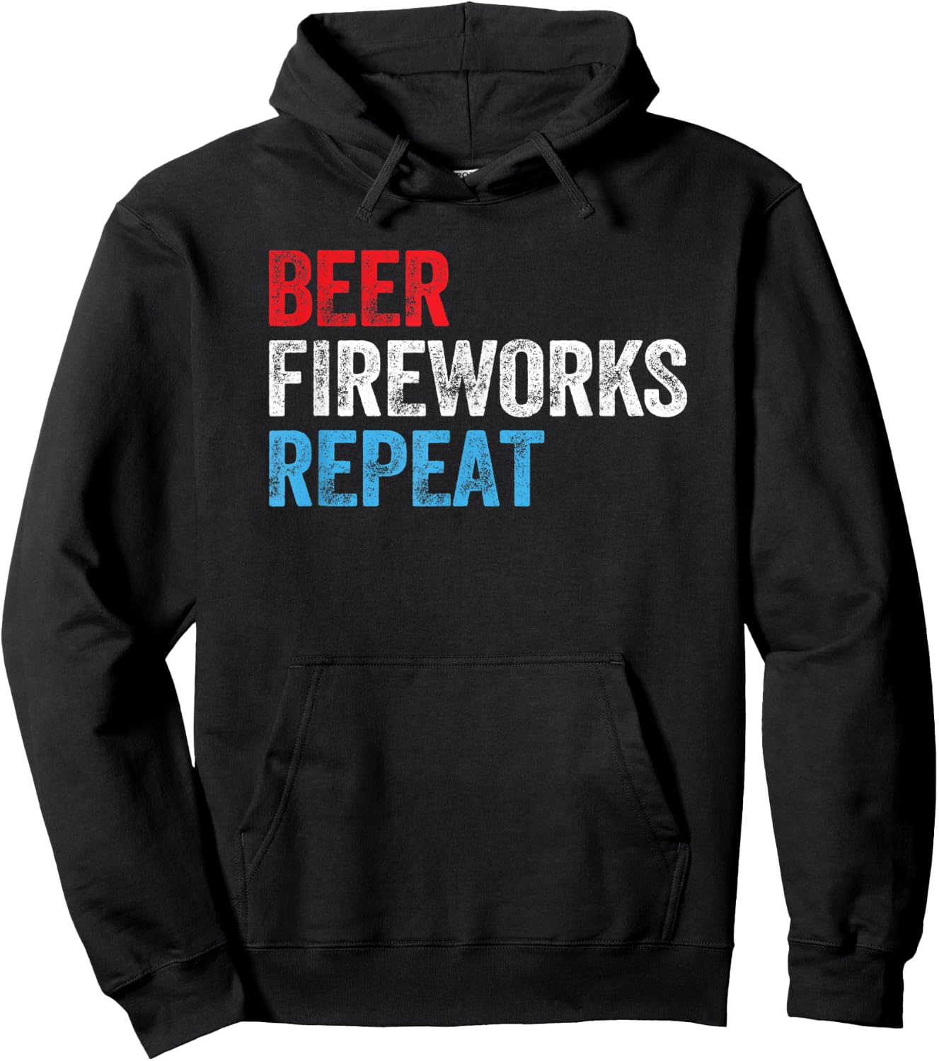 Beer Fireworks Repeat Star Funny July 4th Fireworks Men Hoodie - Hoodie | Black