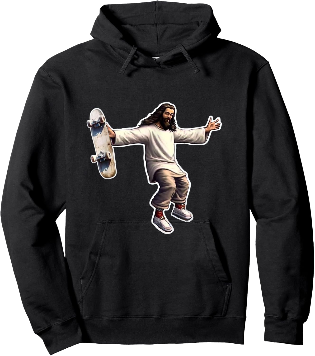Steezus Christ Shredding Skateboard Trending Meme Hoodie - Hoodie | Black