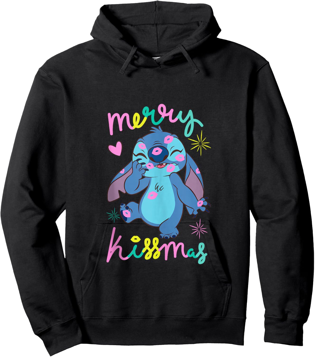 Disney Lilo & Stitch Christmas Merry Kissmas Stitch Logo Hoodie - Hoodie | Black