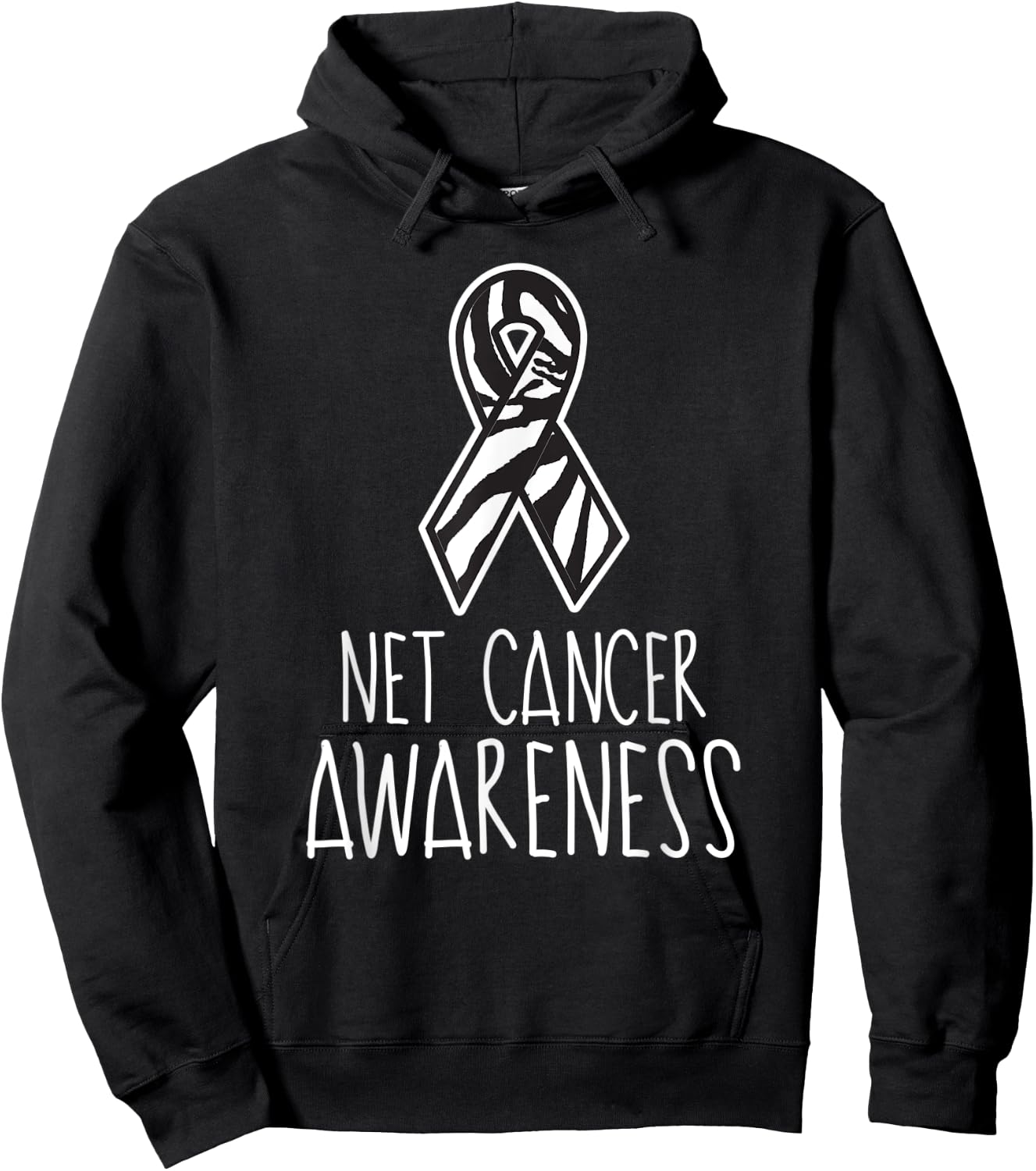 NET Neuroendocrine Cancer Awareness Zebra Ribbon Walk Group Hoodie - Hoodie | Black