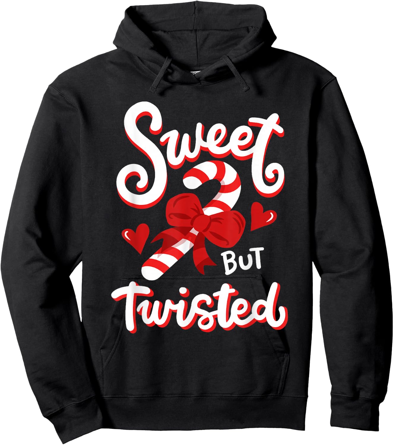 Sweet But Twisted Funny Christmas Candy Cane Xmas Holiday Hoodie - Hoodie | Black