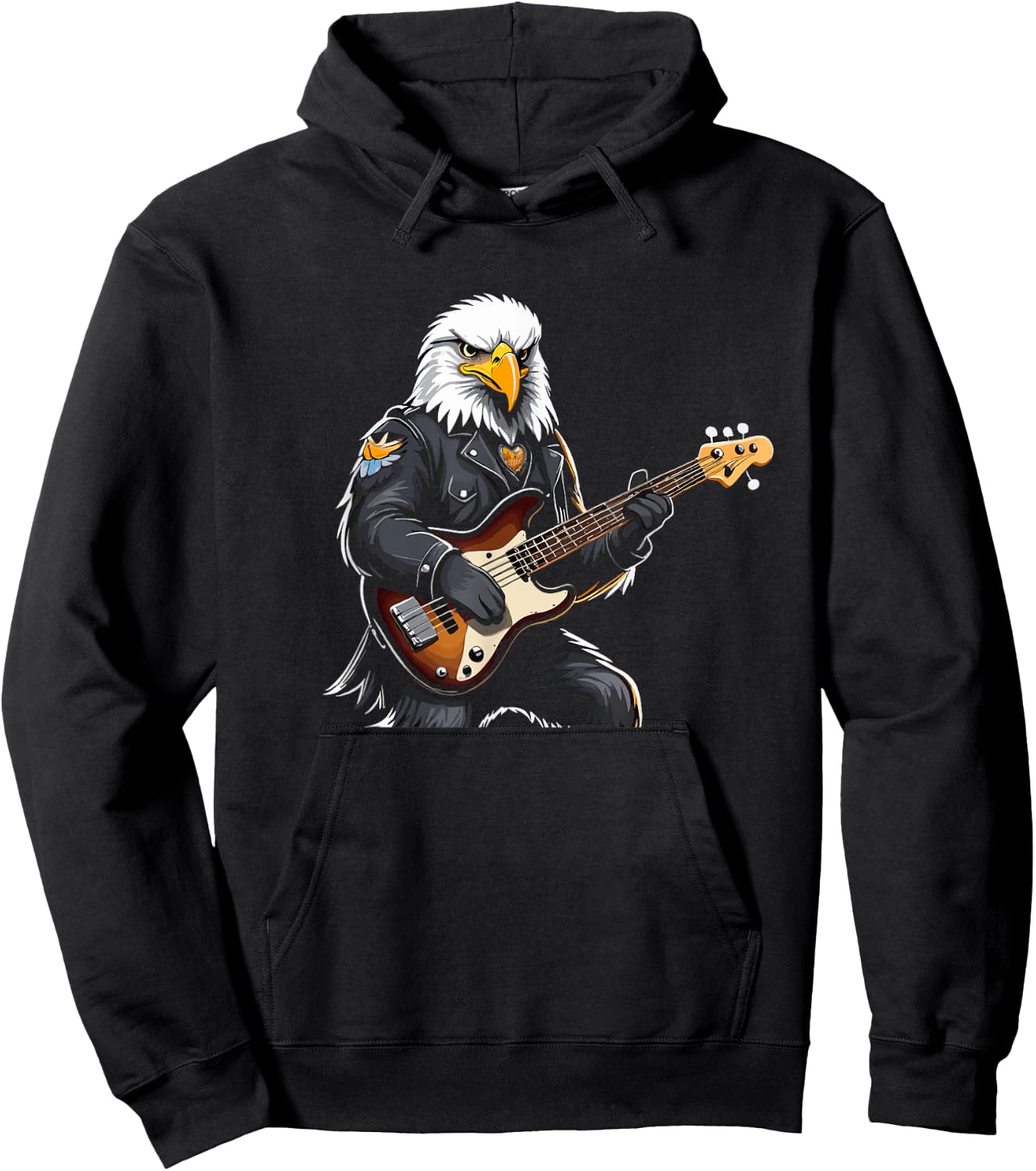 Eagle playing Electric Guitar, Eagle Guitarist Hoodie - Hoodie | Black