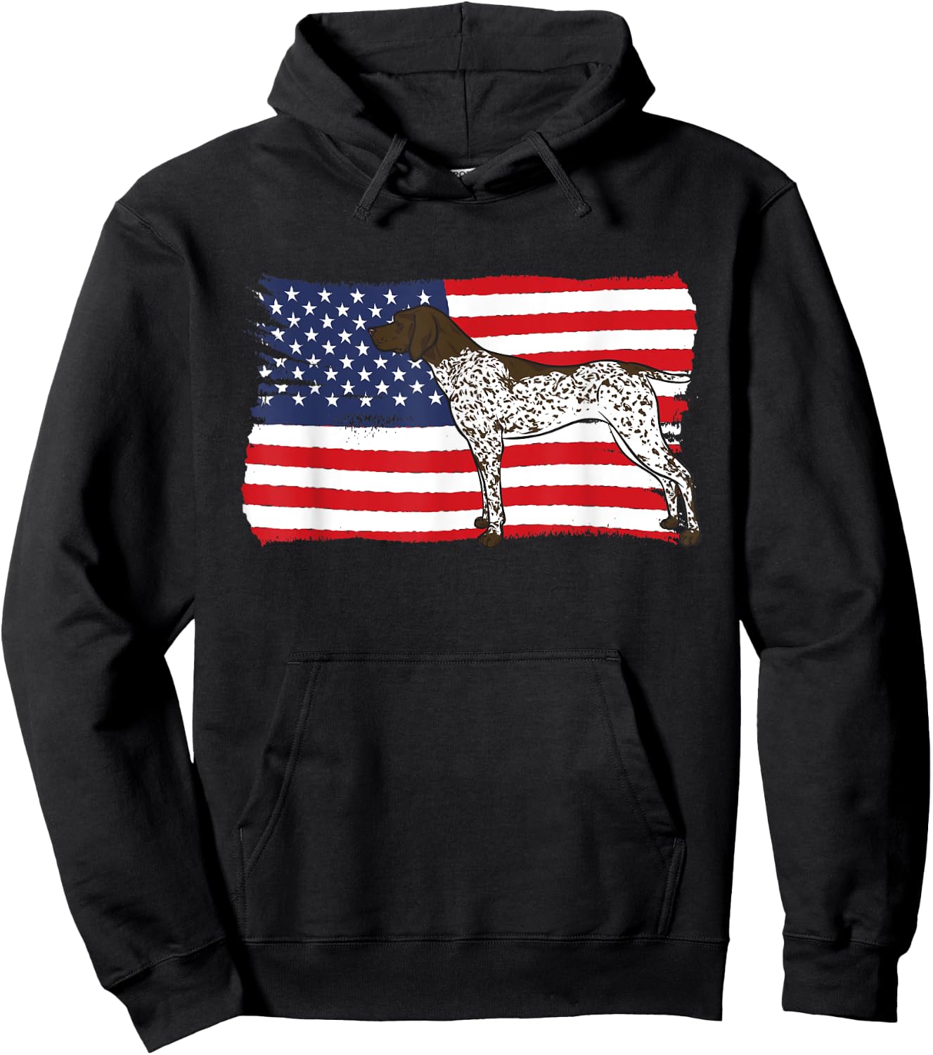 German Shorthaired Pointer Patriotic American Flag GSP Dog Hoodie - Hoodie | Black