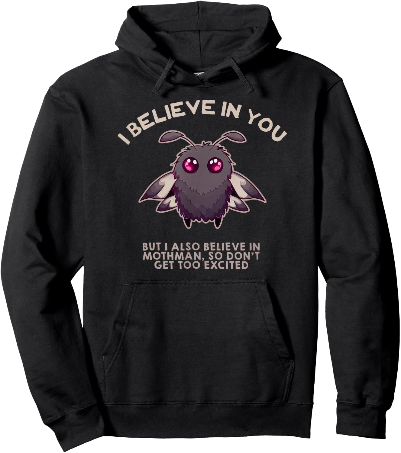 I Believe in You BUT I Also Believe in Mothman Funny Cryptid Hoodie - Hoodie | Black