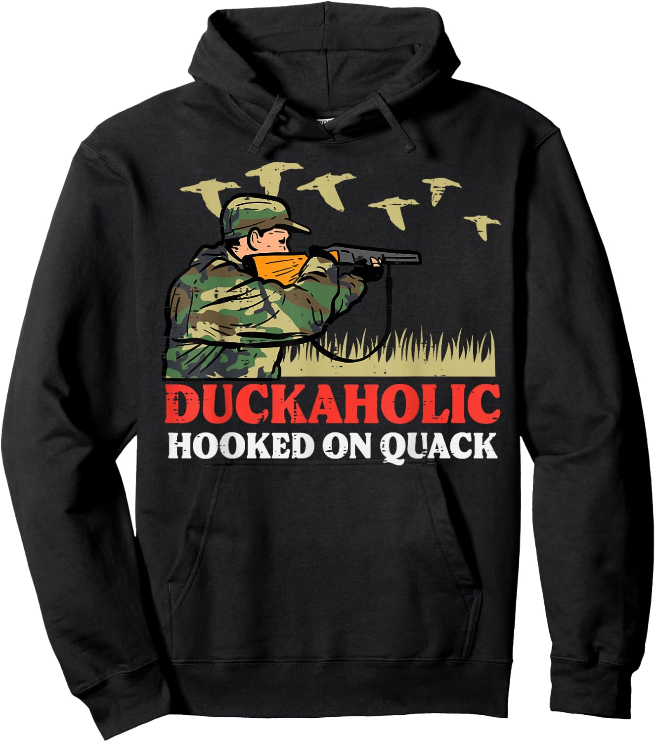 Duck Hunting Duckaholic Hooked On Quack Funny Hunter Men Boy Hoodie - Hoodie | Black
