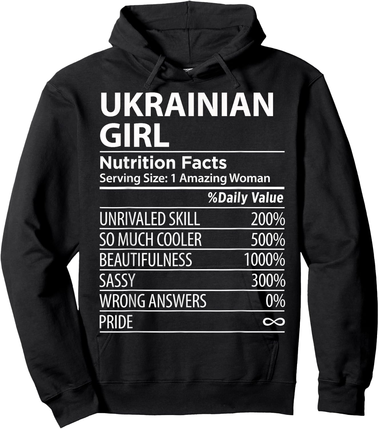 Ukrainian Girl Nutrition Facts Funny Ukraine Hoodie - Hoodie | Black