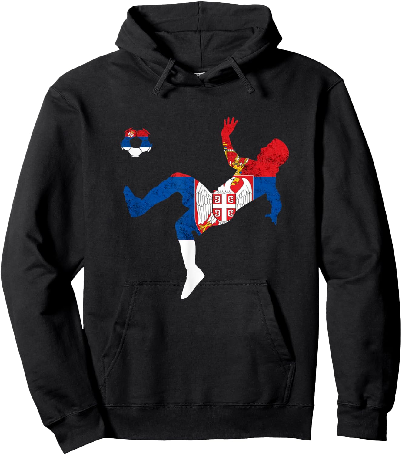 Serbia Flag Emblem Serbian Soccer Player Serbian Pride Hoodie - Hoodie | Black