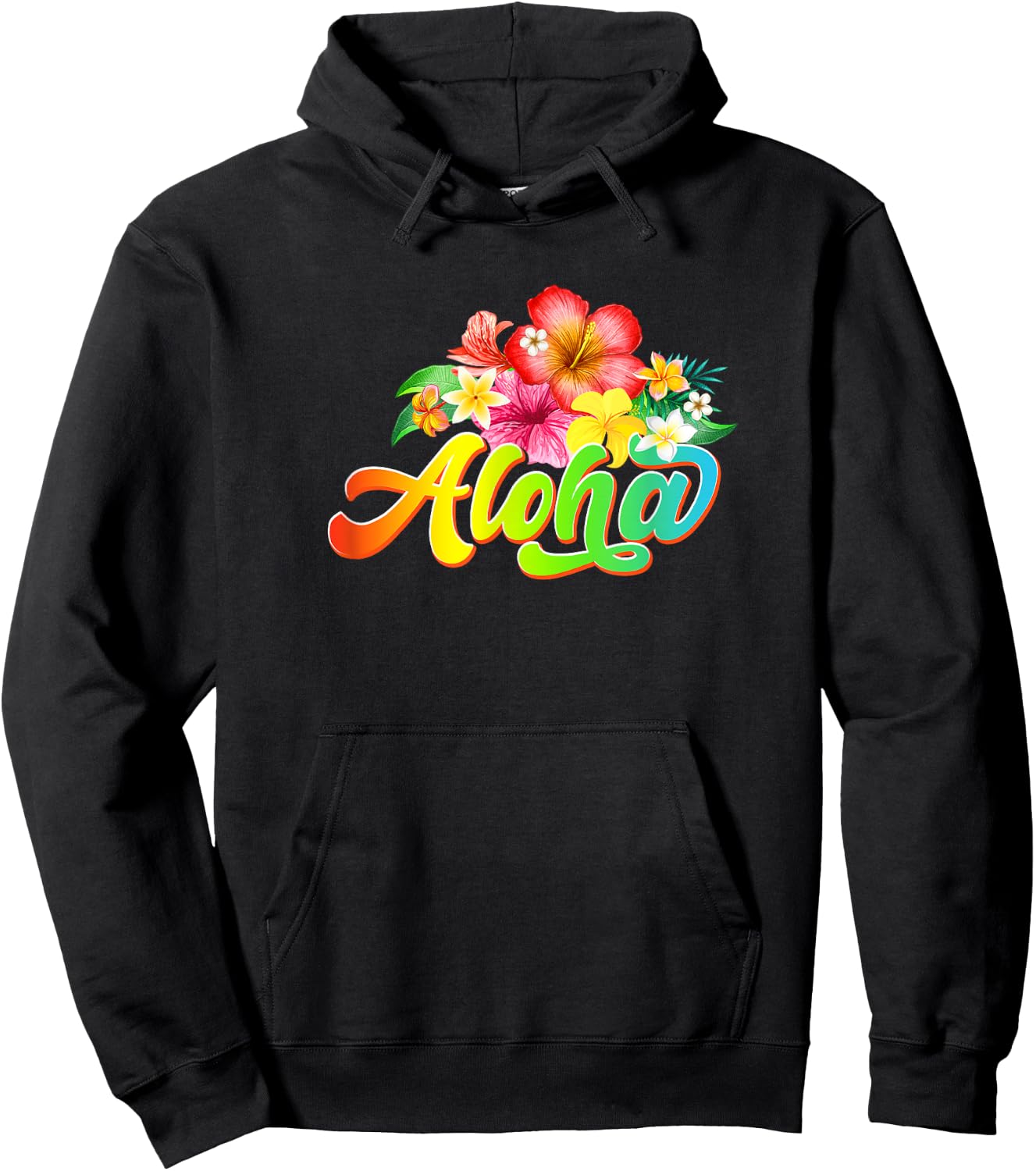 Aloha Flowers Hawaiian Funny Hawaii Beach Luau Party Hoodie - Hoodie | Black