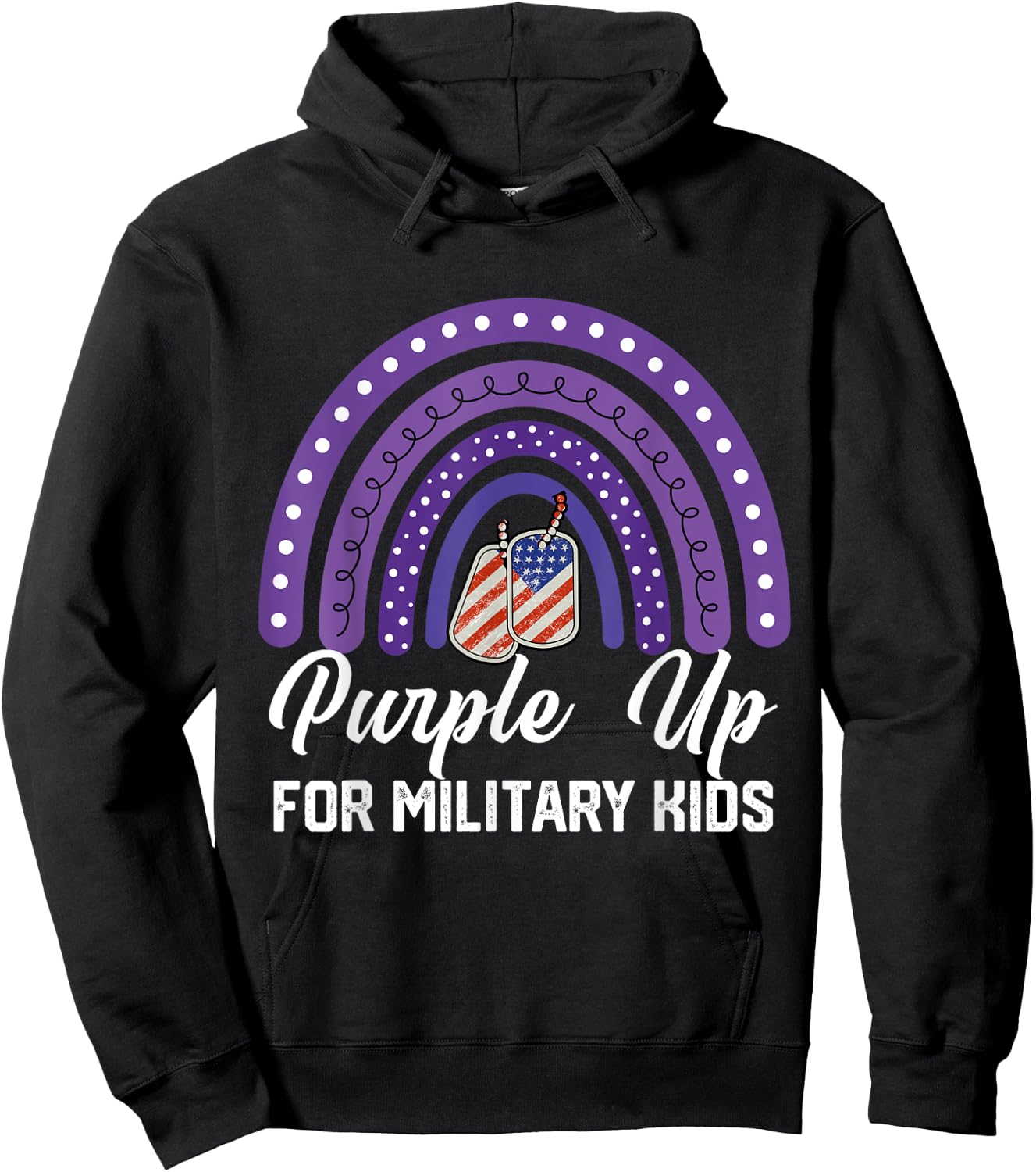 Purple up for Military Kids Rainbow Hoodie - Hoodie | Black