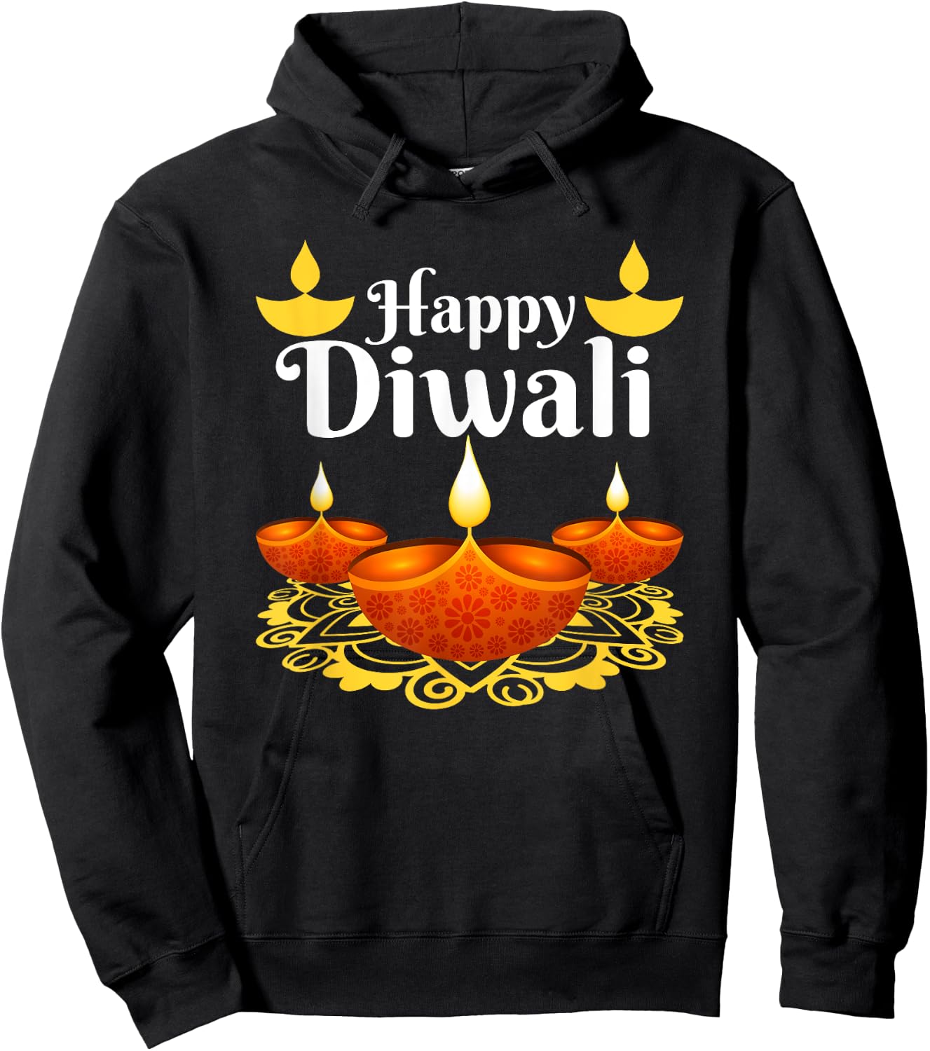 Cool Happy Diwali Festival of Light Diva Lanterns Hoodie - Hoodie | Black