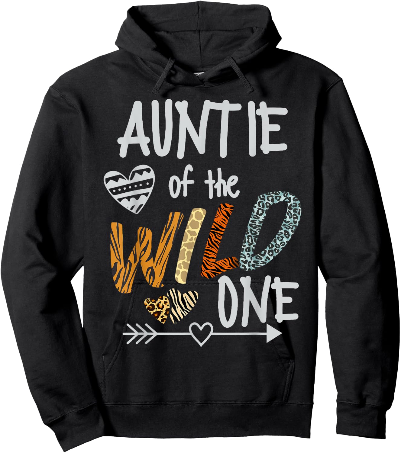 Auntie of The Wild One Animal Safari 1st Birthday Theme Hoodie - Hoodie | Black