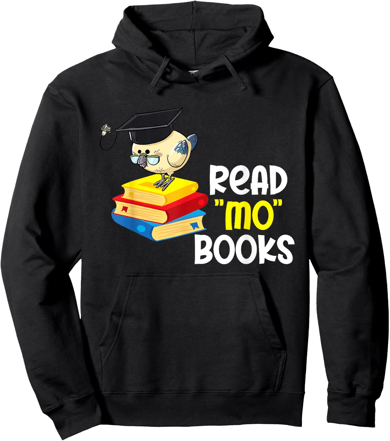 Read Mo Books Funny Bird Reading Lover Teacher Bird Men Women Kids Hoodie - Hoodie | Black