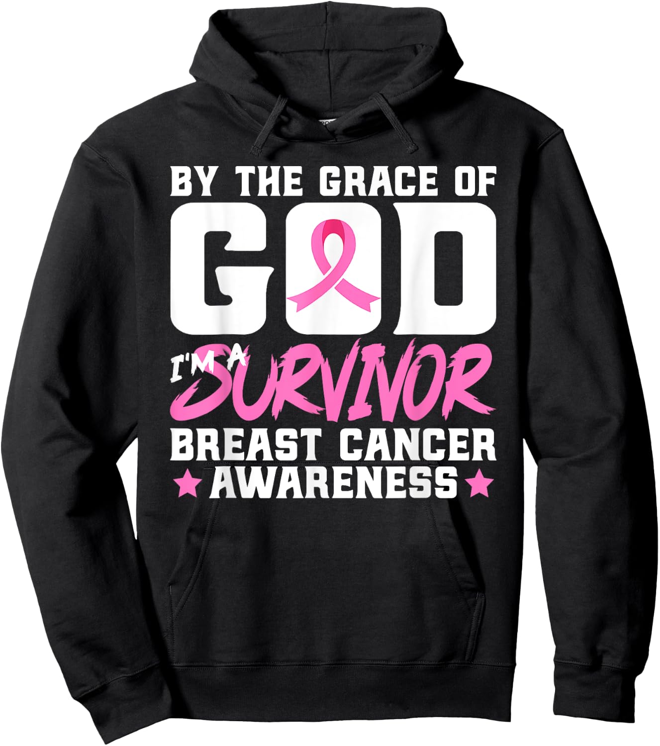 By The Grace God I'm A Survivor Breast Cancer Awareness Hoodie - Hoodie | Black