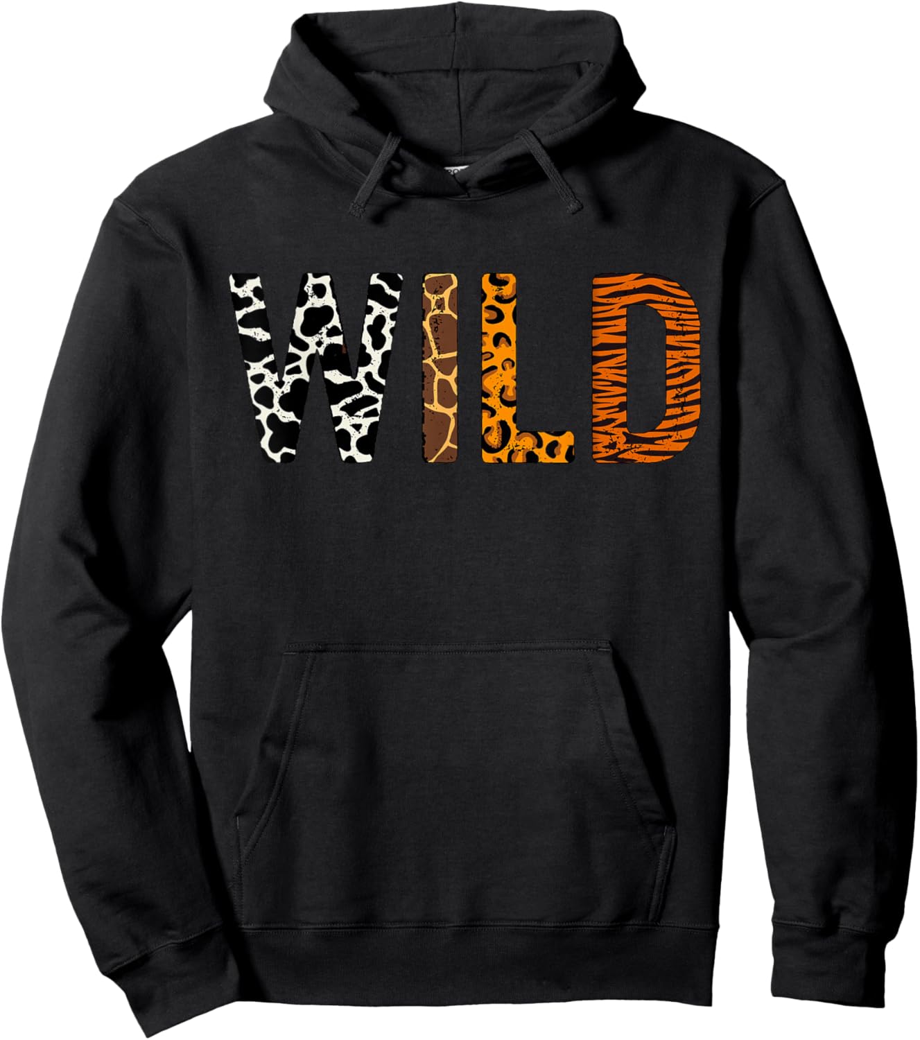 Wild Animal Pattern Giraffe tiger Leopard Animal Print Hoodie - Hoodie | Black