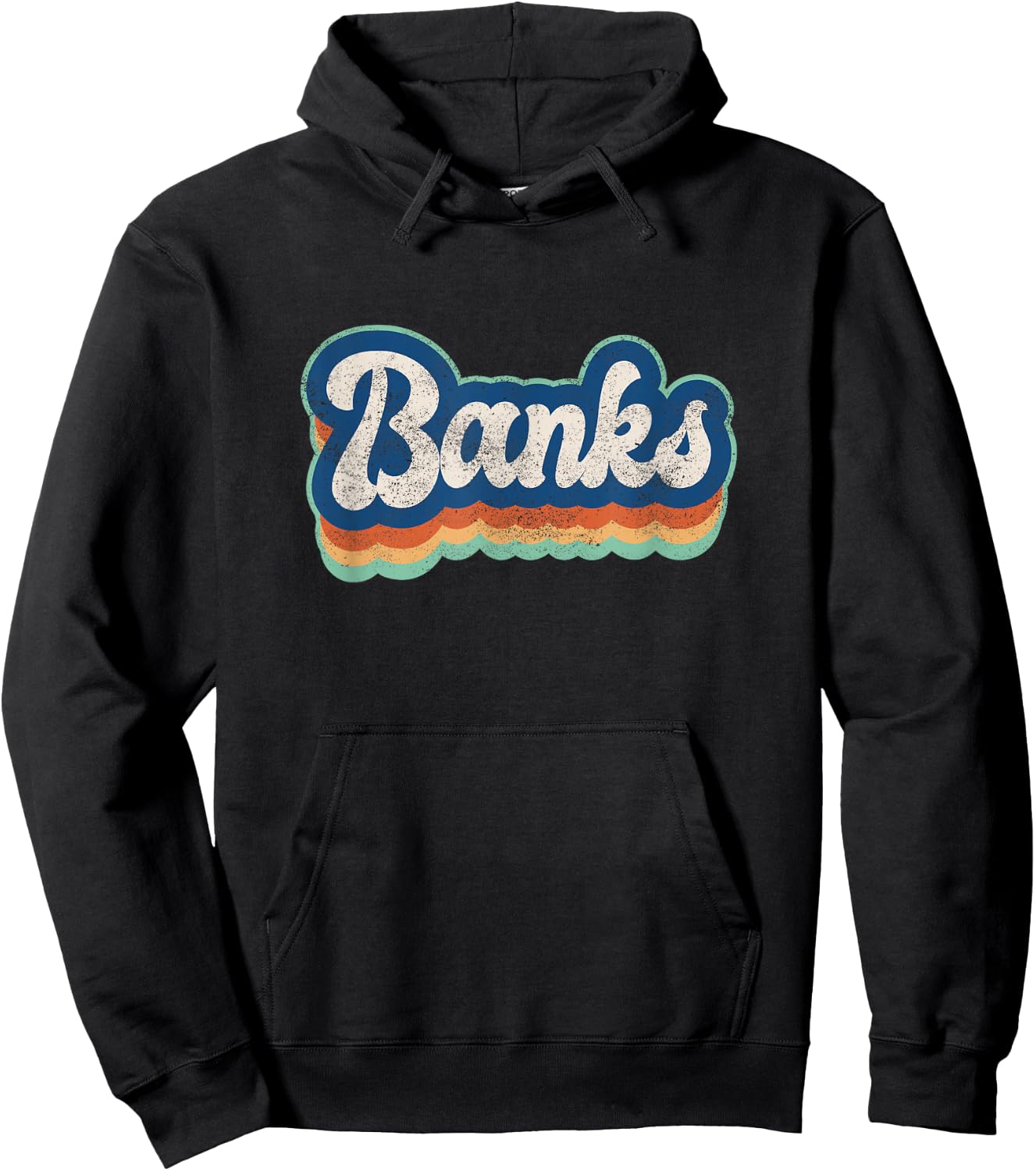 Banks First Name Boy Vintage Style 70s 80s Personalized Hoodie - Hoodie | Black