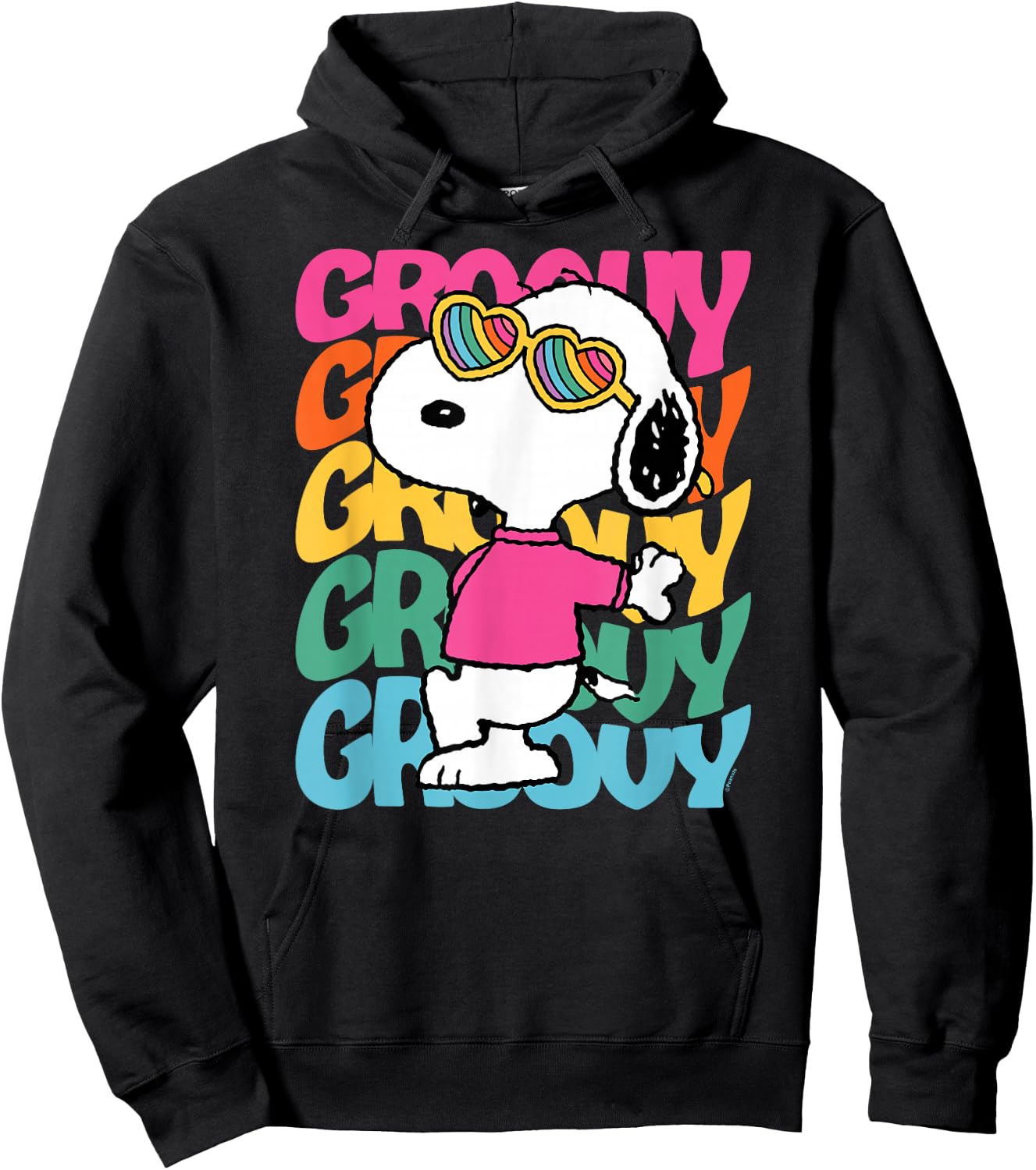 Peanuts - Snoopy Rainbow Groovy Stacked Hoodie - Hoodie | Black