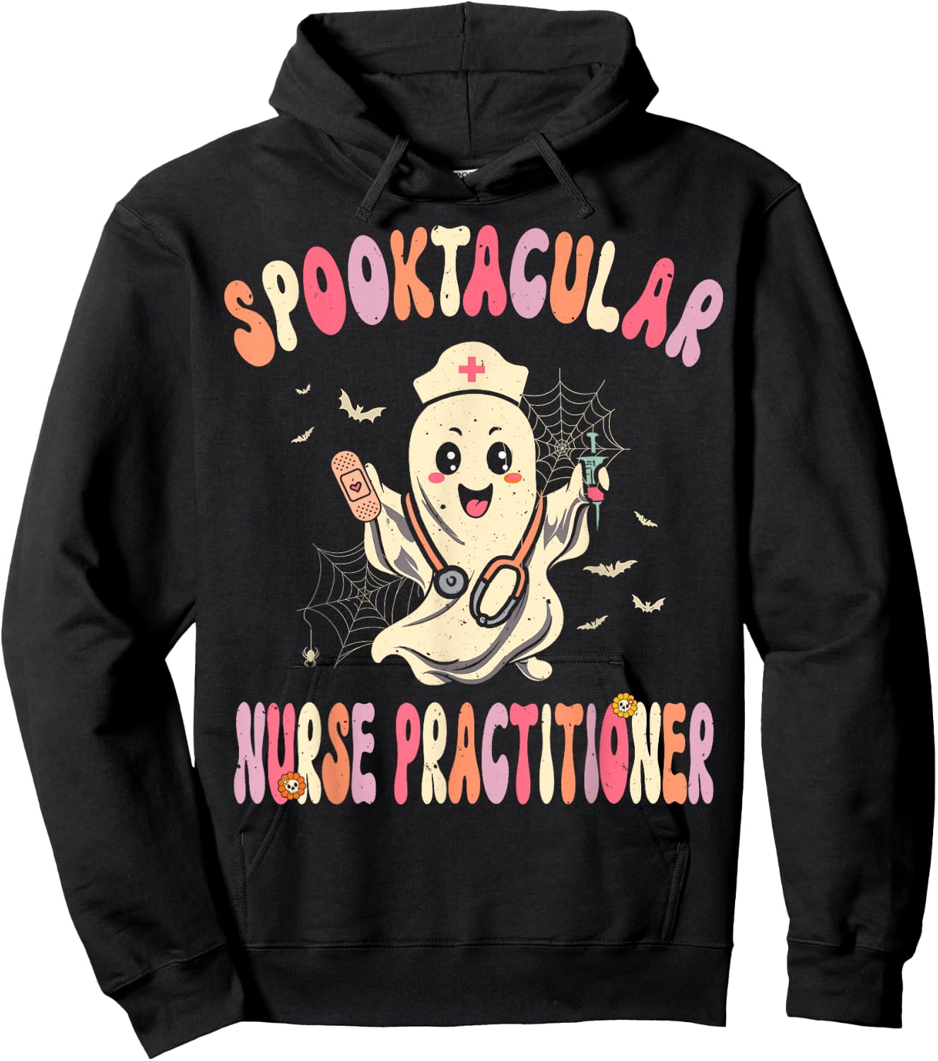 Spooktacular Nurse Practitioner Retro Halloween Ghost Nurse Hoodie - Hoodie | Black