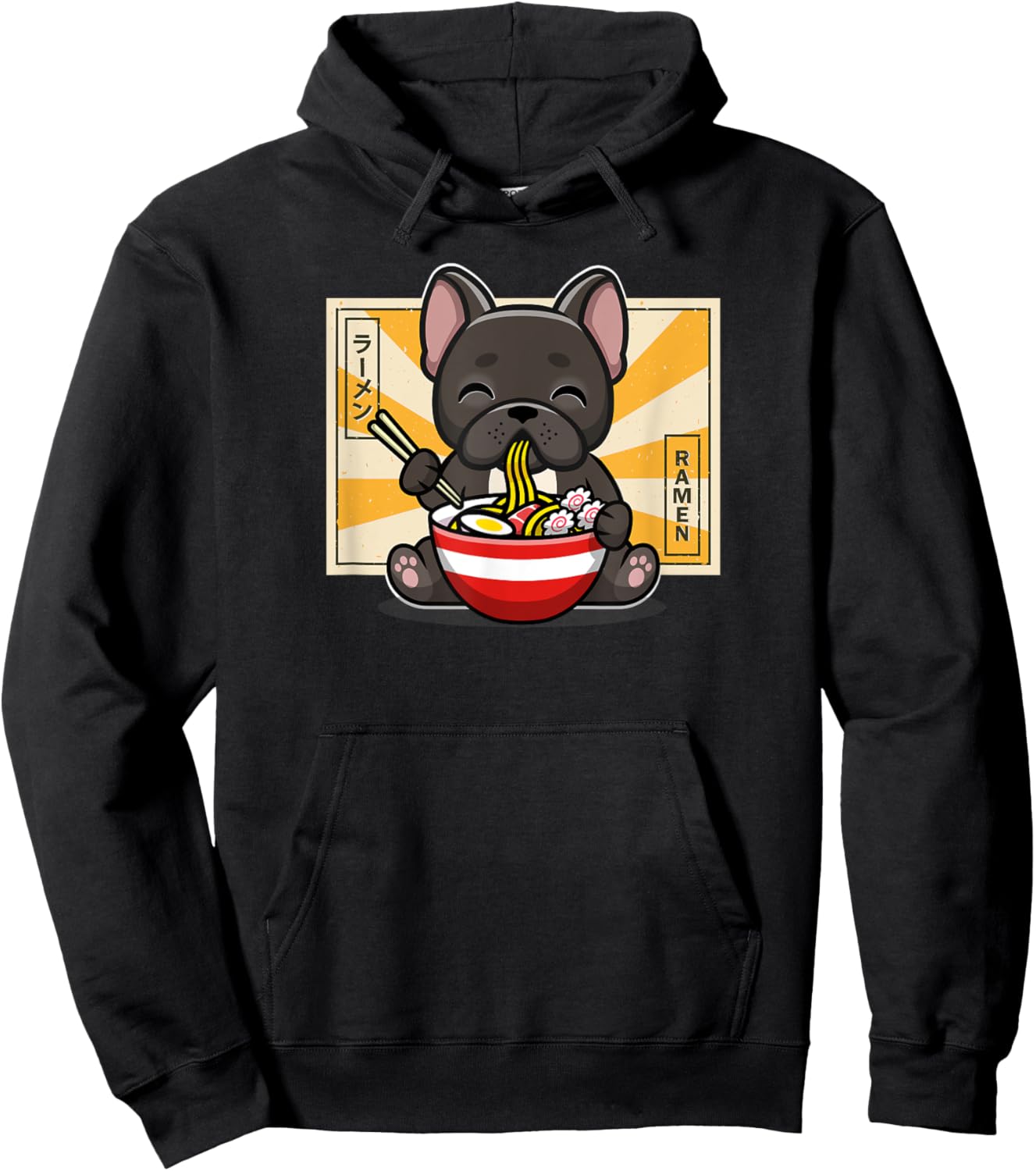 Cute Funny Kawaii Kids Japanese Ramen Black Frenchie Lover Hoodie - Hoodie | Black