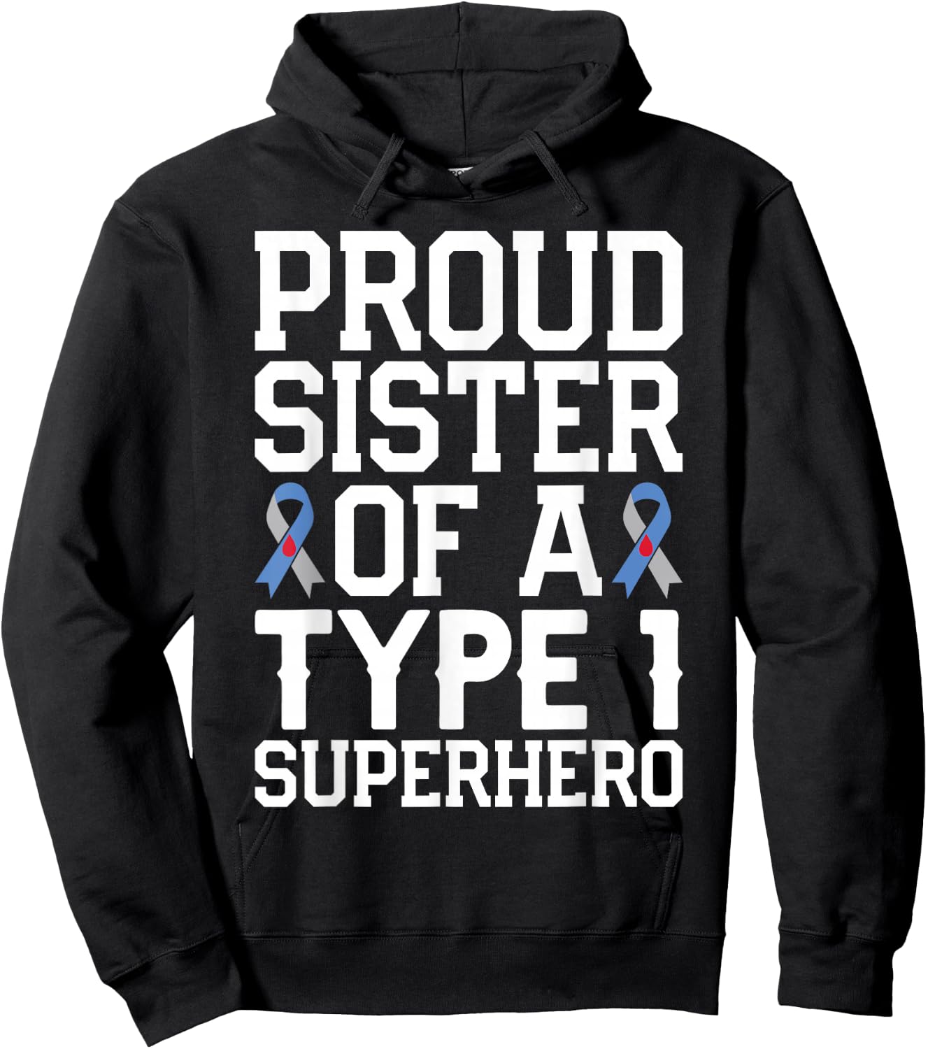 Funny Sister of T1D Superhero for Diabetes Awareness Hoodie - Hoodie | Black