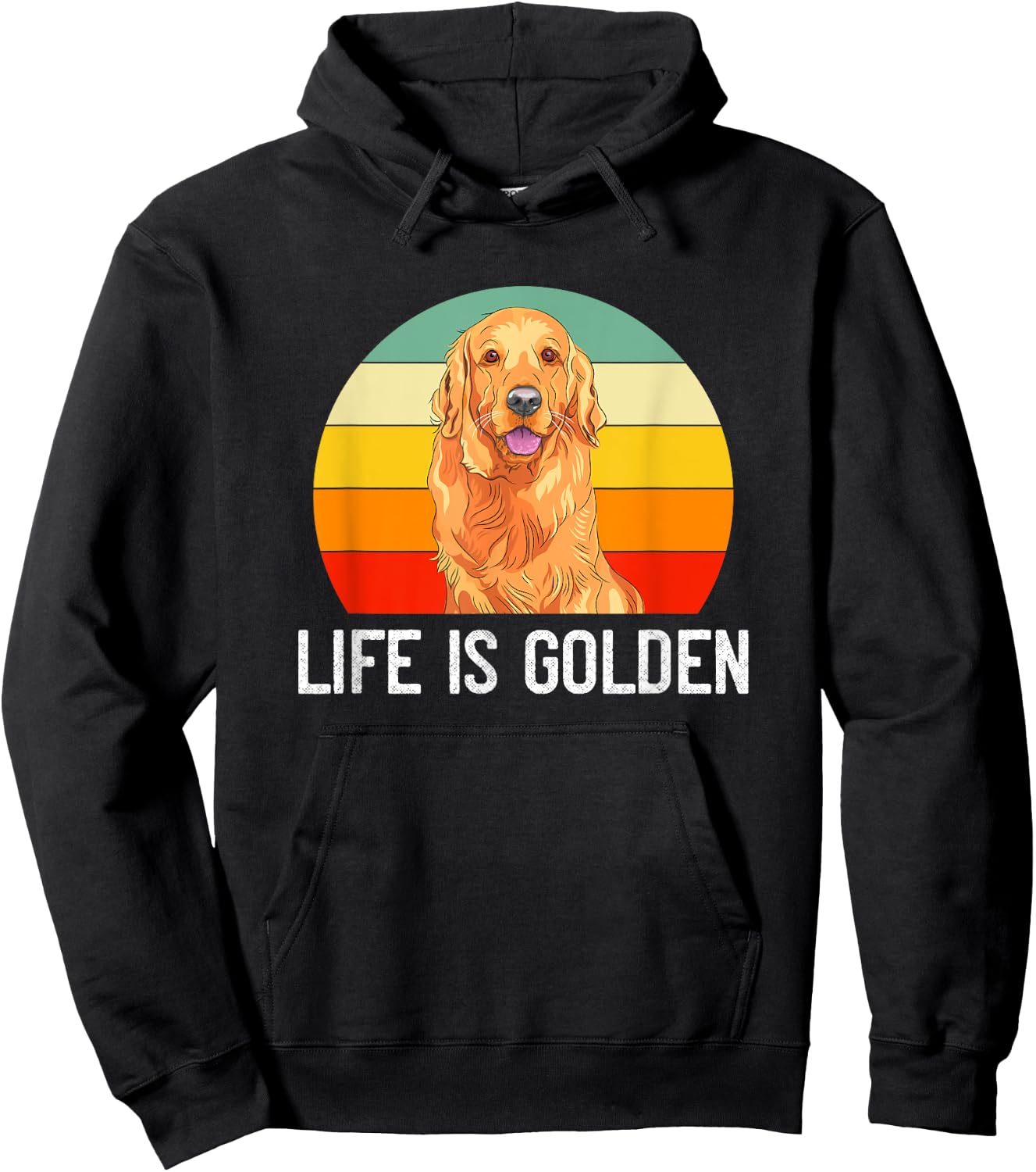 Funny Golden Retriever Life Is Golden Vintage Dog Lover Hoodie - Hoodie | Black