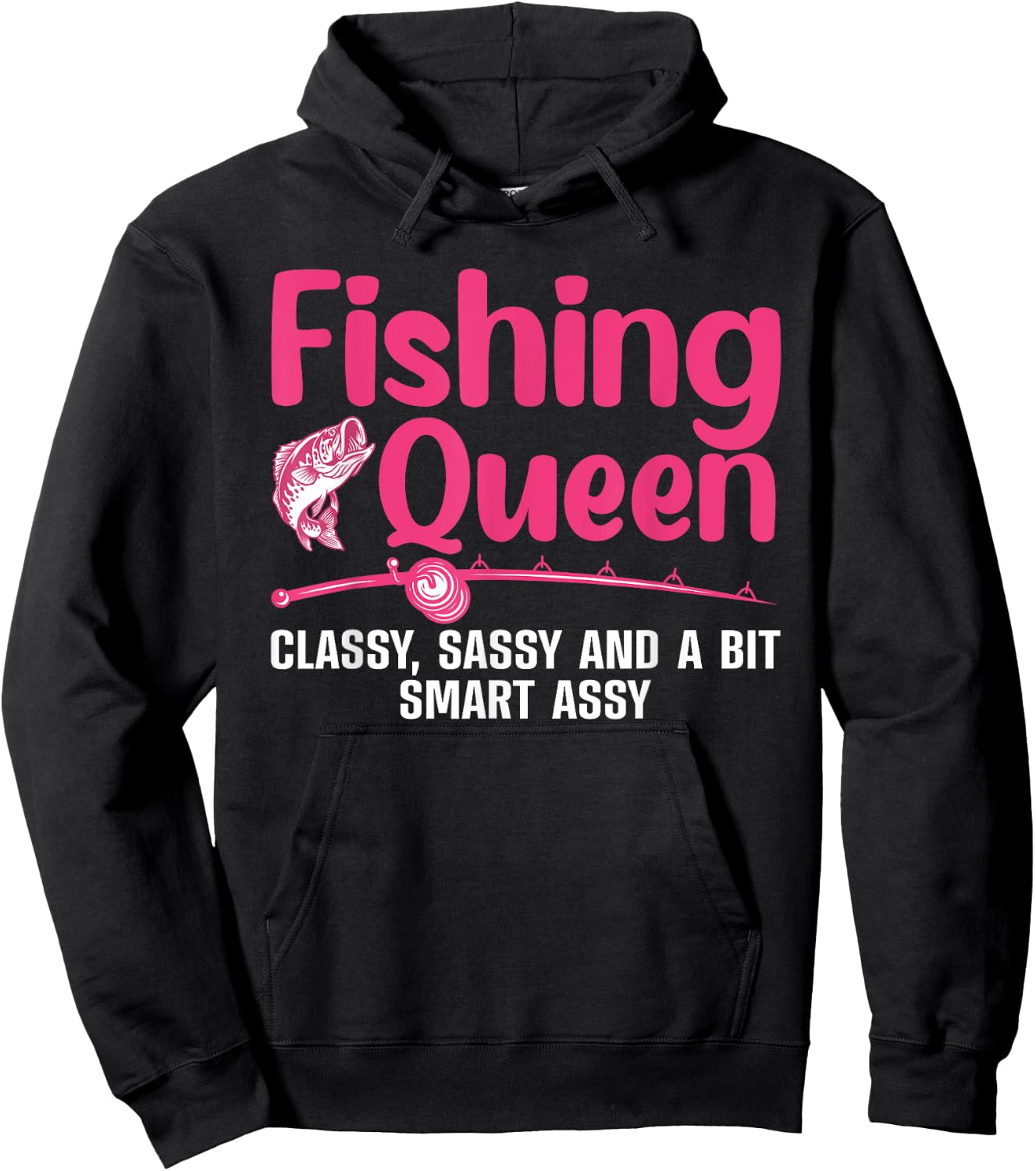 Funny Fishing Queen Design Ladies Fishing Lovers Hoodie - Hoodie | Black