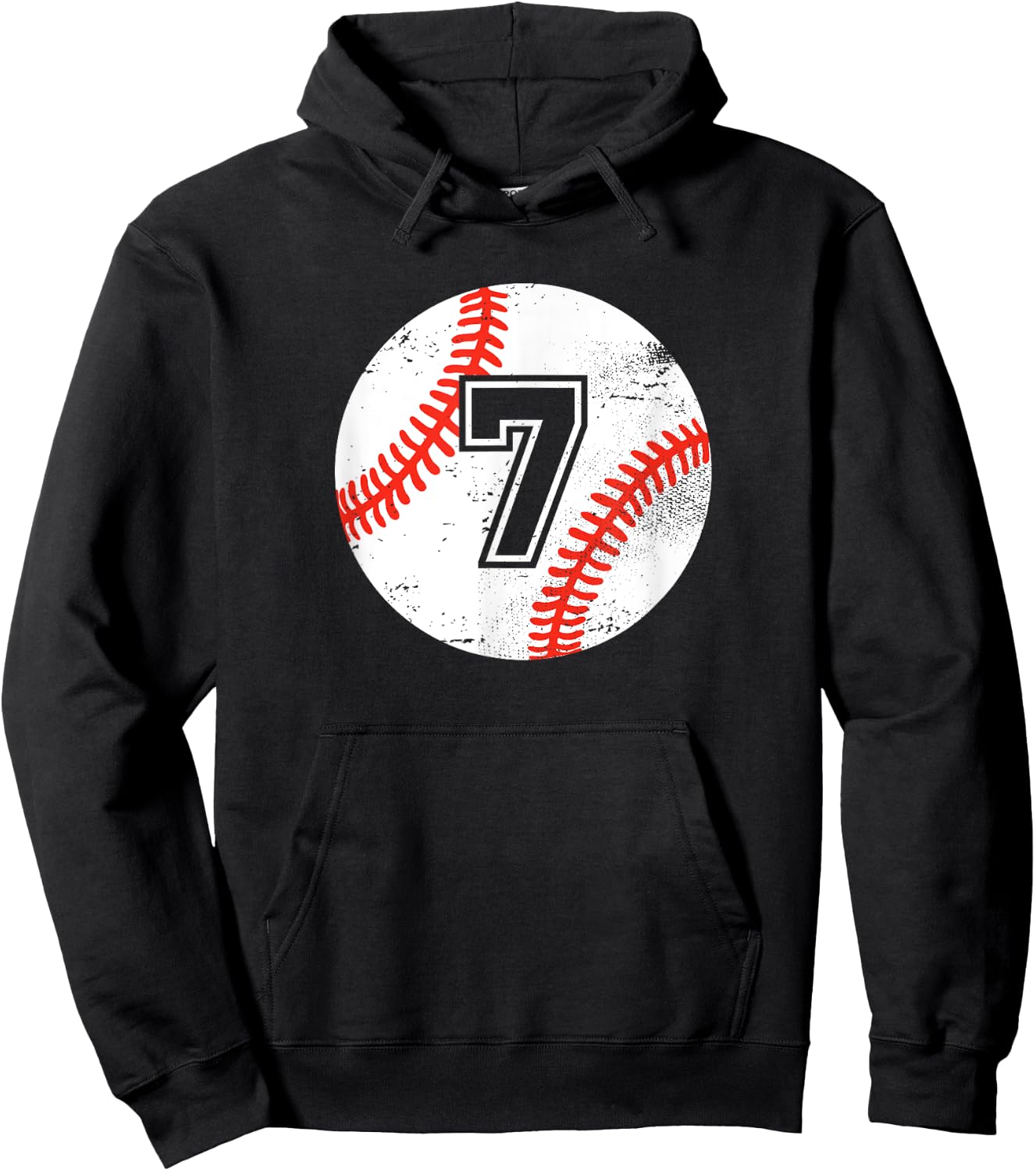 Baseball Player #7 Baseball Mom Dad Jersey Number 7 Vintage Hoodie - Hoodie | Black