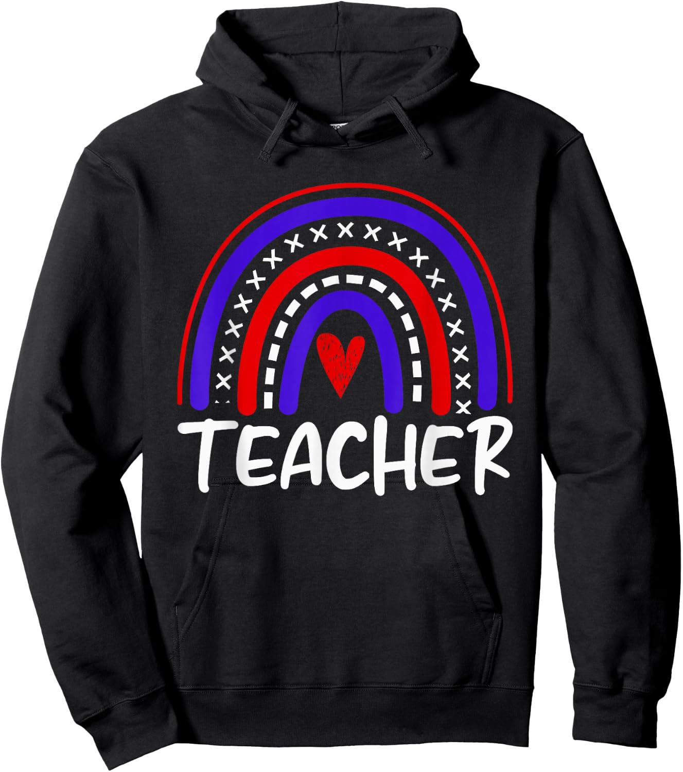 Rainbow Red White Blue Teacher 4th of July Professor Hoodie - Hoodie | Black