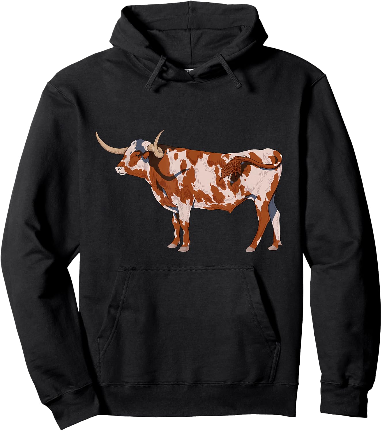 Drawing of a Longhorn Beef Hoodie - Hoodie | Black