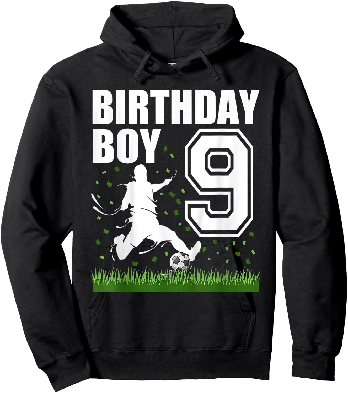 Kids Soccer Birthday Party Theme 9th For Boy Kid Hoodie - Hoodie | Black