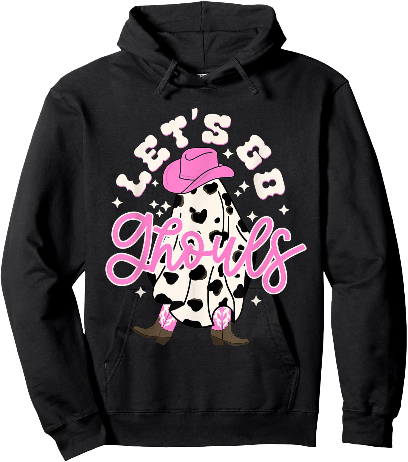 Let's Go Ghouls Cowgirl Western Spooky Halloween Cute Retro Hoodie - Hoodie | Black