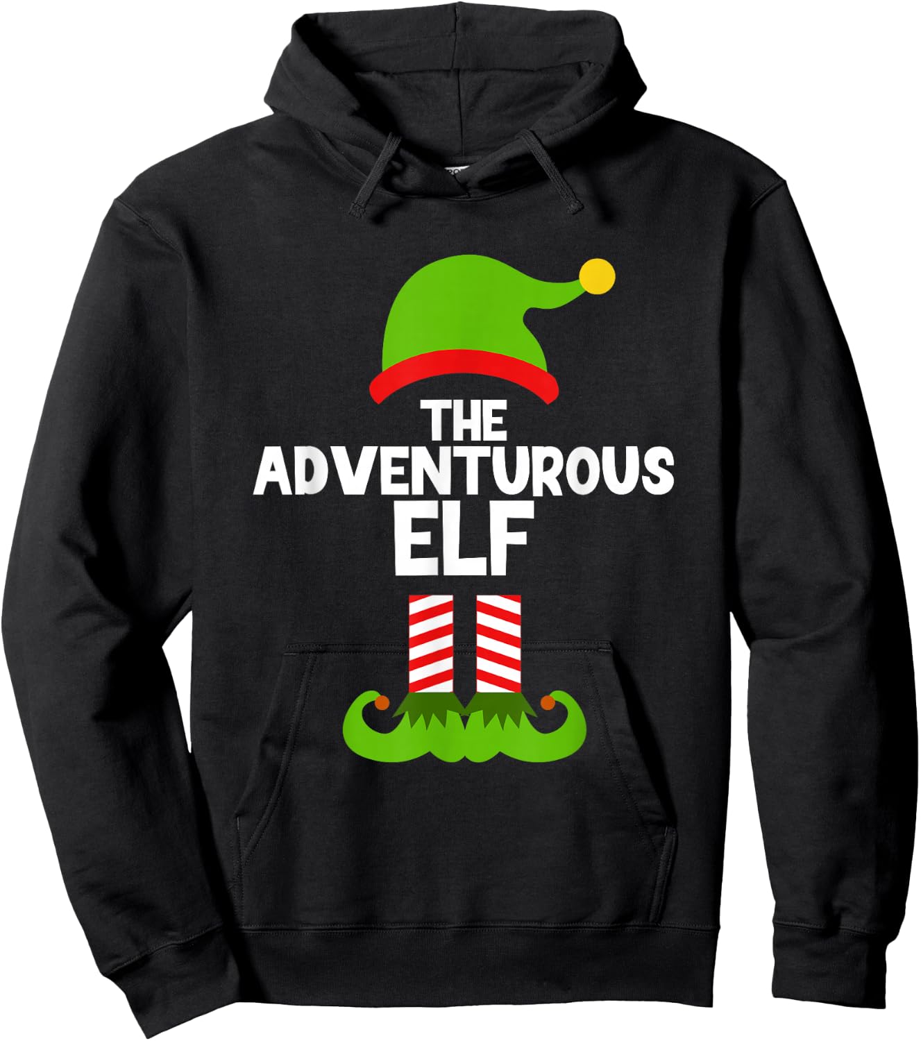 Funny The Adventurous Elf Christmas Family Pajama Adventure Hoodie - Hoodie | Black