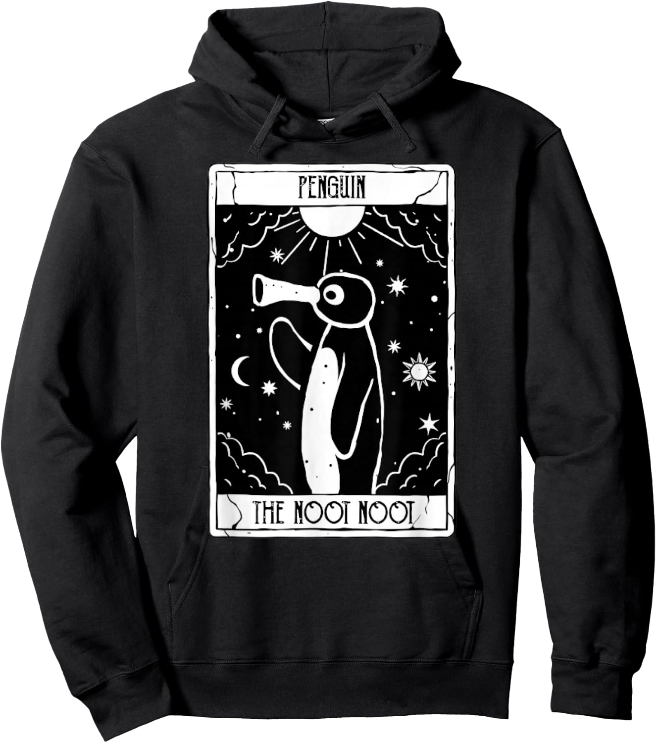 Noot Funny Penguin Tarot Vintage Distressed Hoodie - Hoodie | Black