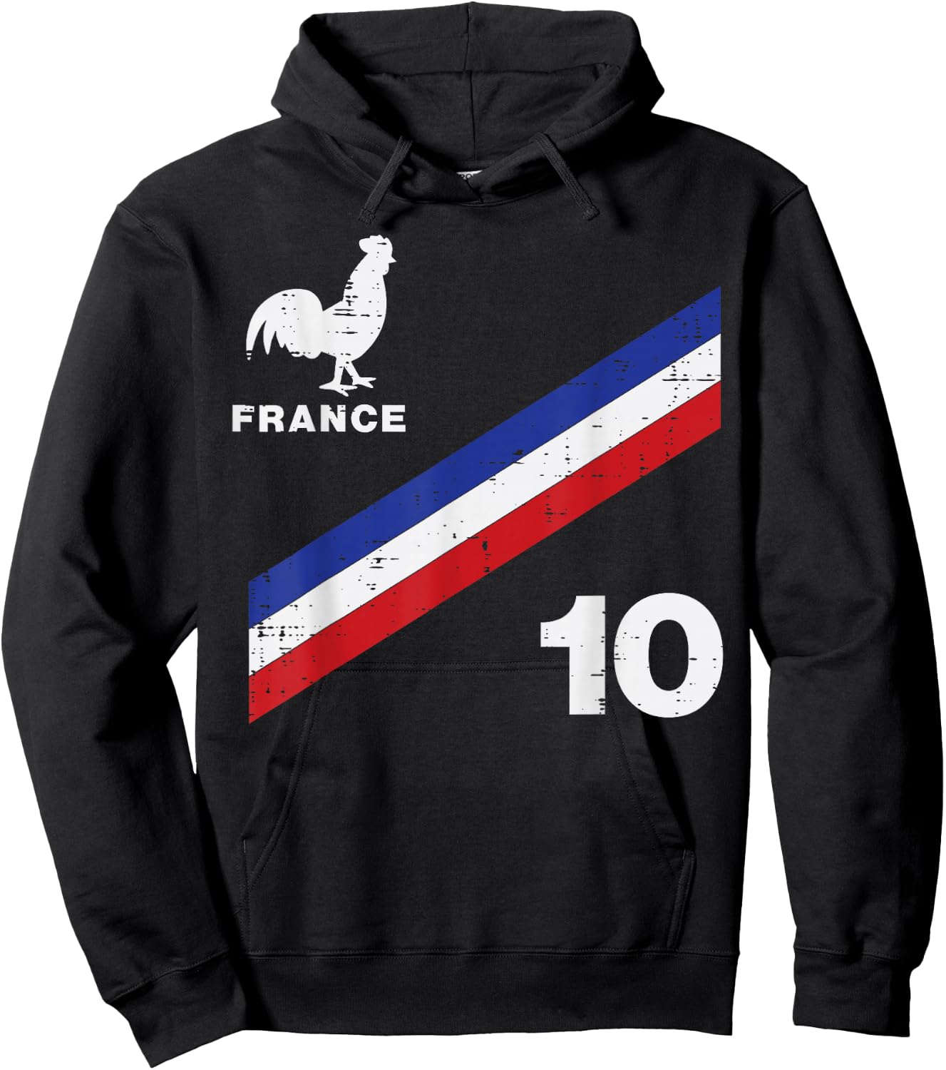 France Flag Rooster Number 10 Soccer Fan Men Women Kids Boys Hoodie - Hoodie | Black