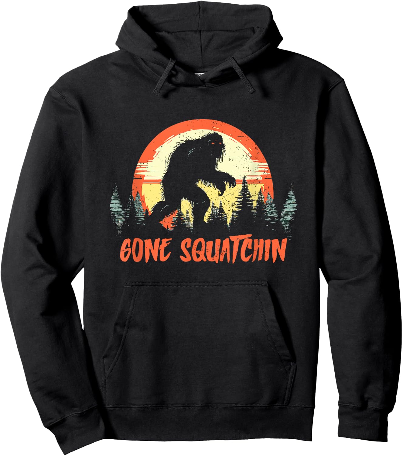 Gone Squatchin - Funny Vintage Bigfoot Hunter Sasquatch Hoodie - Hoodie | Black