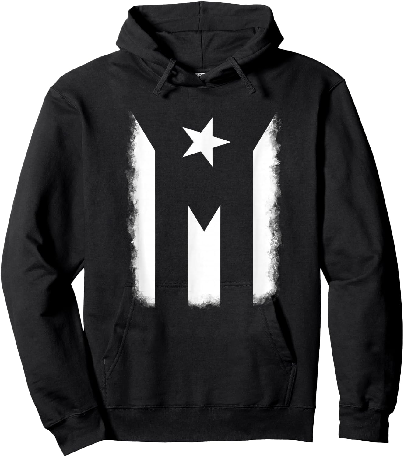 Black and White Puerto Rican Vintage Puerto Rico PR Flag Hoodie - Hoodie | Black