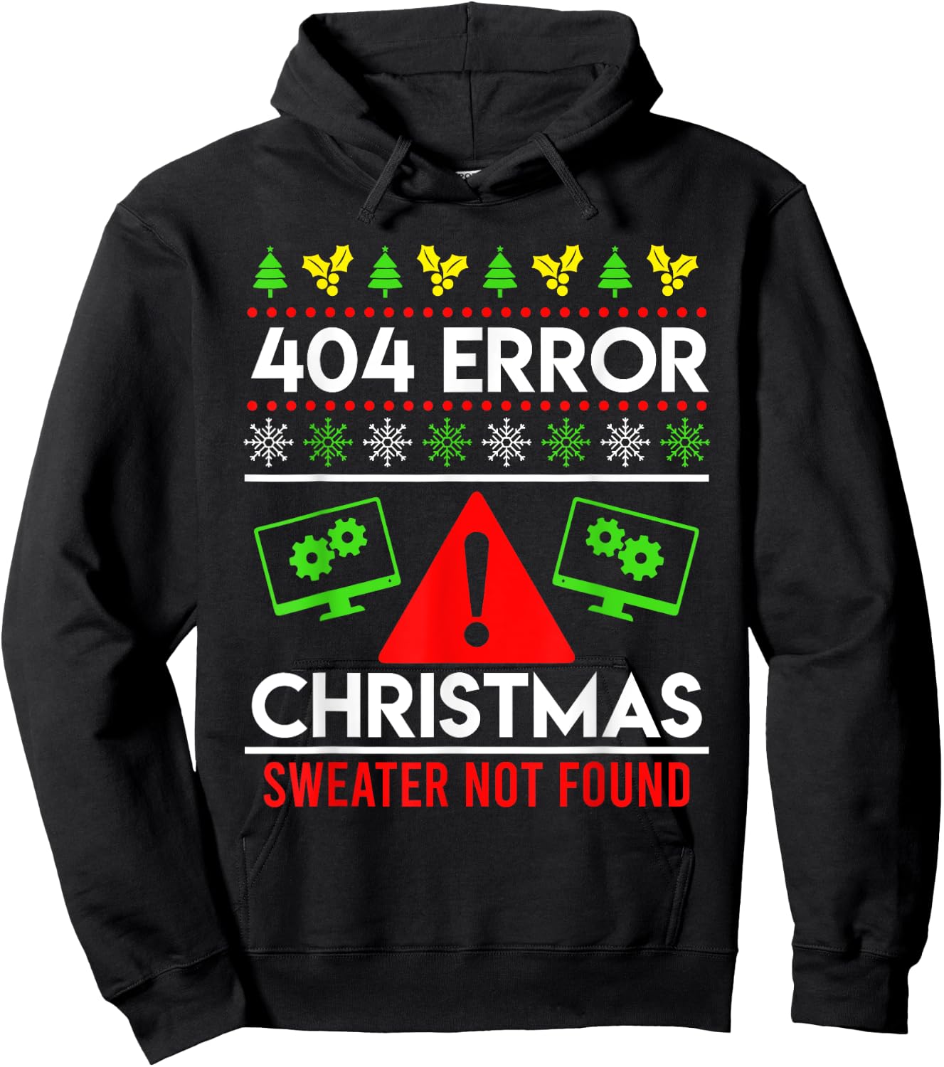 Anti Christmas Ugly Christmas 404 Error Christmas Hoodie - Hoodie | Black