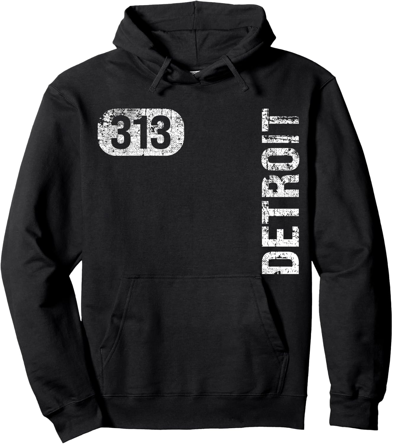 MI Hometown Love Retro Souvenir Apparel Detroit Michigan 313 Area Code Vintage Retro -Adult Black Small Classic Fit Short Sleeve Hoodie - Hoodie | Black