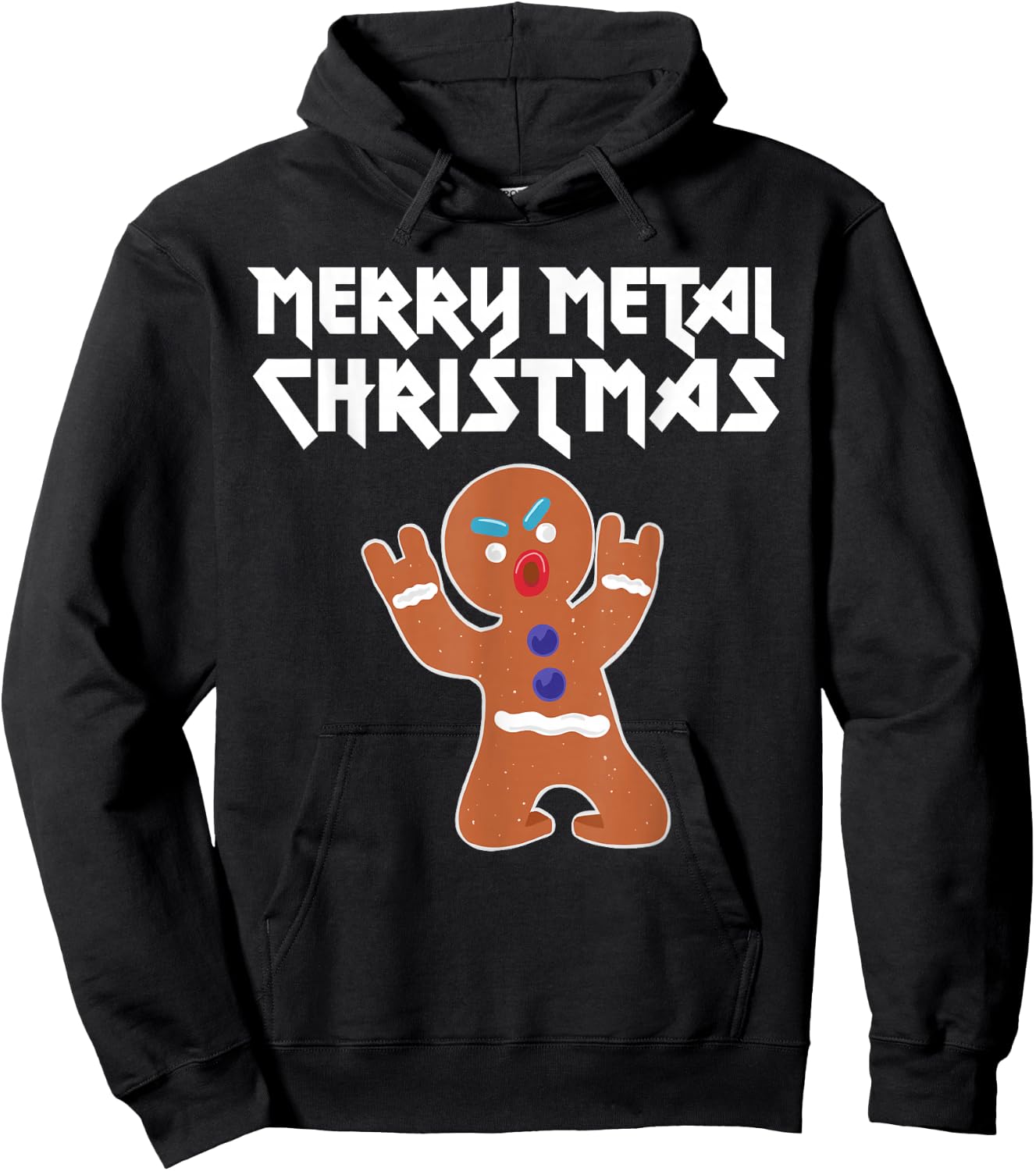Metal Christmas funny Metal Gingerbread Man Hoodie - Hoodie | Black