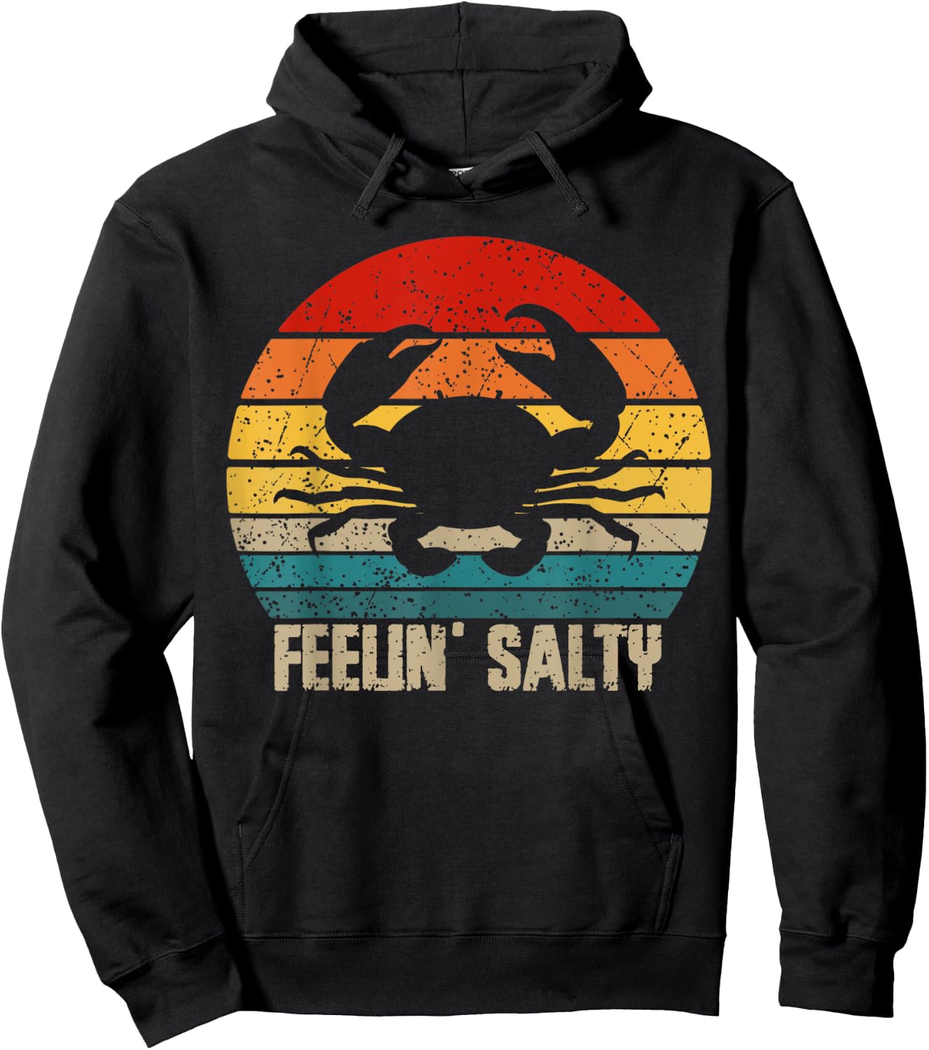 Feelin Salty Maryland Crab Sunset Graphic Hoodie - Hoodie | Black