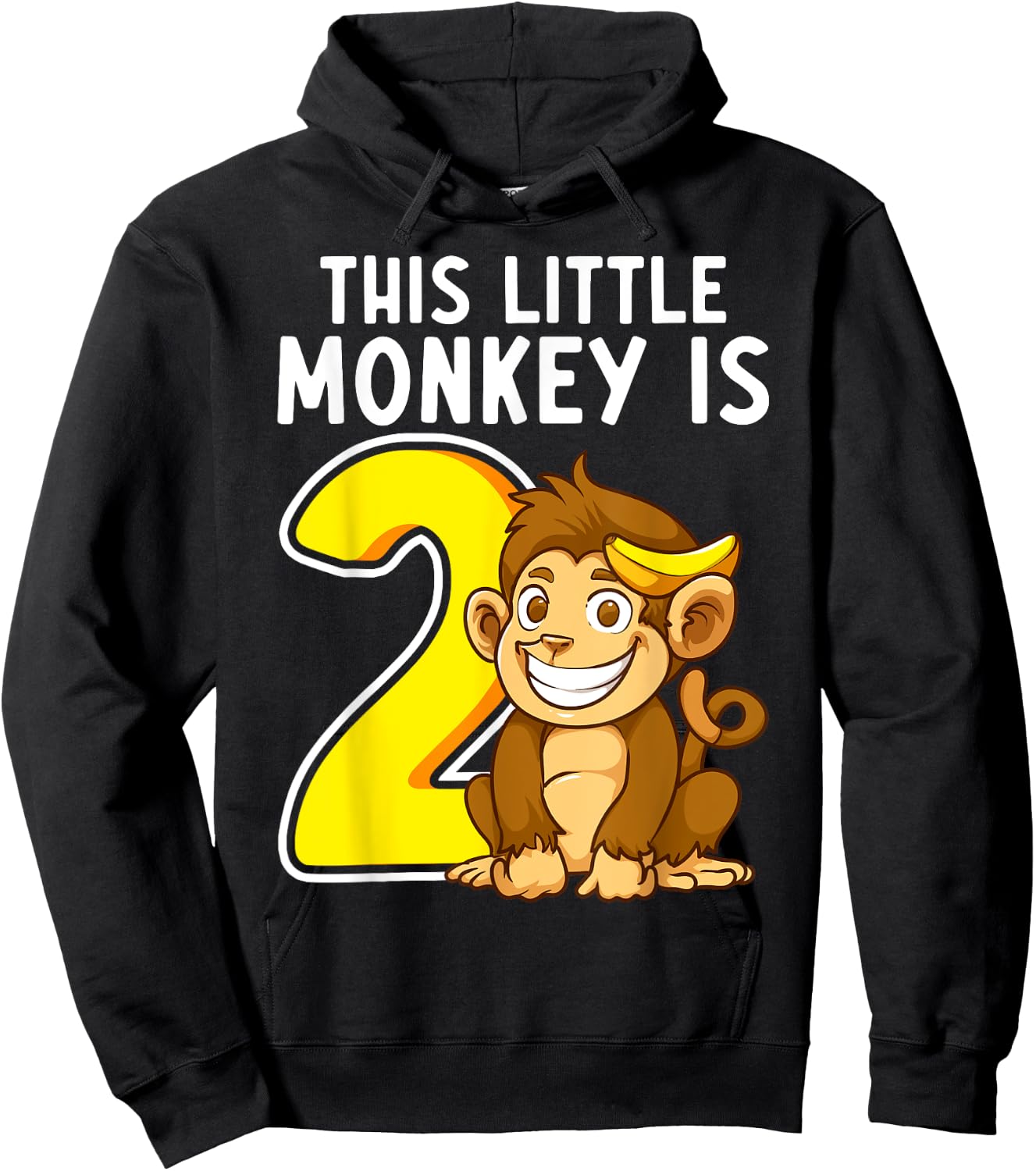 This Little Monkey Is 2 Years Old Kid 2nd Birthday Monkeys Hoodie - Hoodie | Black