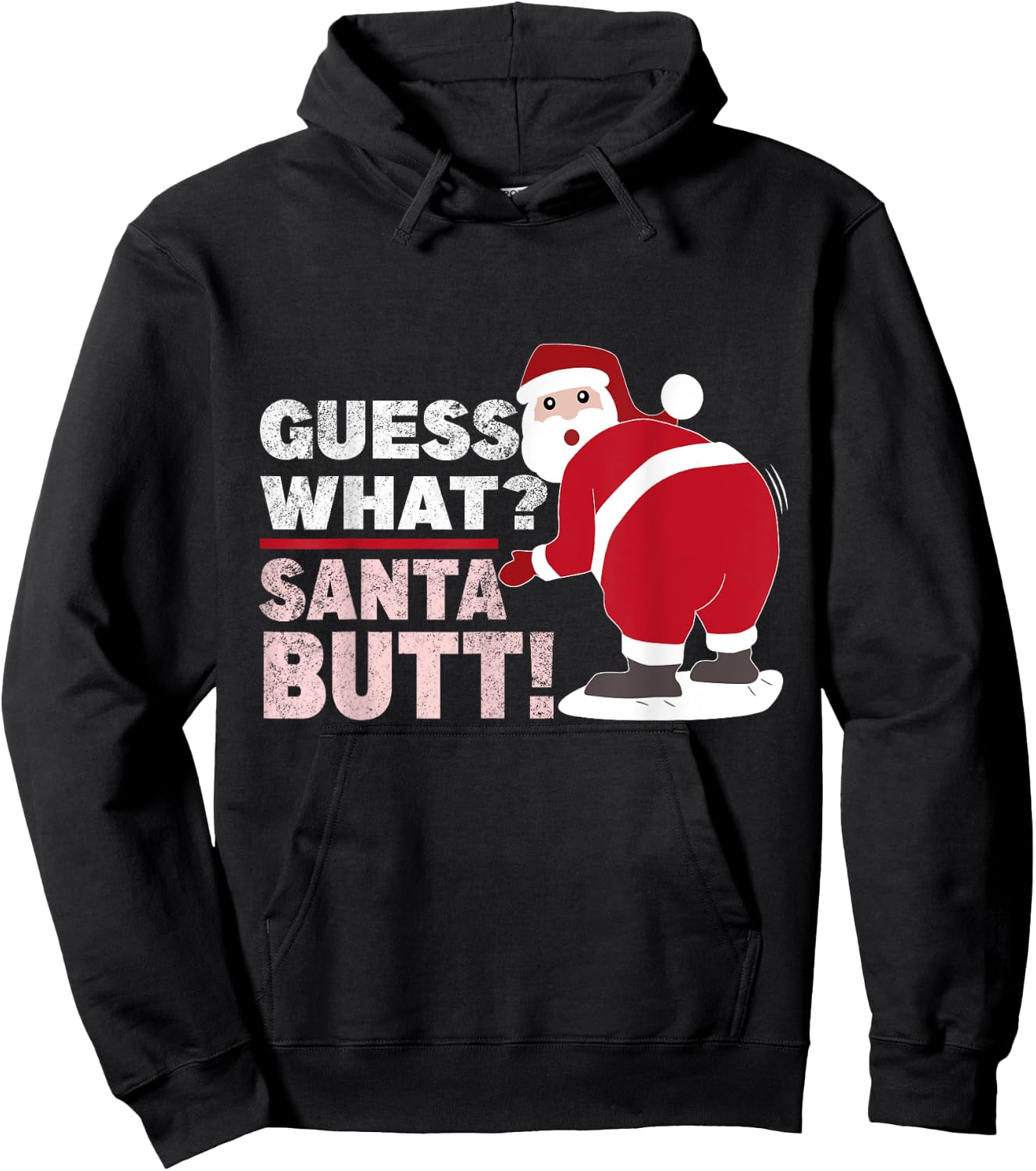 Guess What Santa Butt Funny Christmas Hoodie - Hoodie | Black