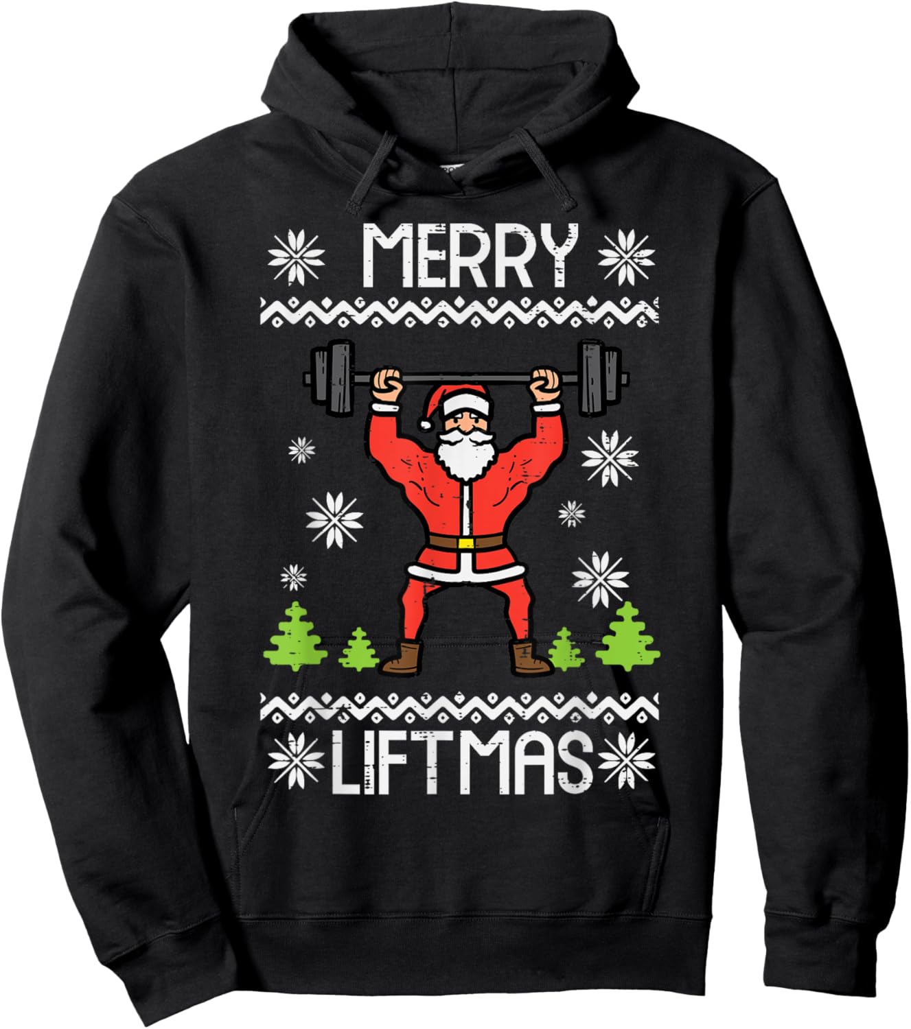 Merry Liftmas Ugly Christmas Xmas Workout Gym Bodybuild Men Hoodie - Hoodie | Black