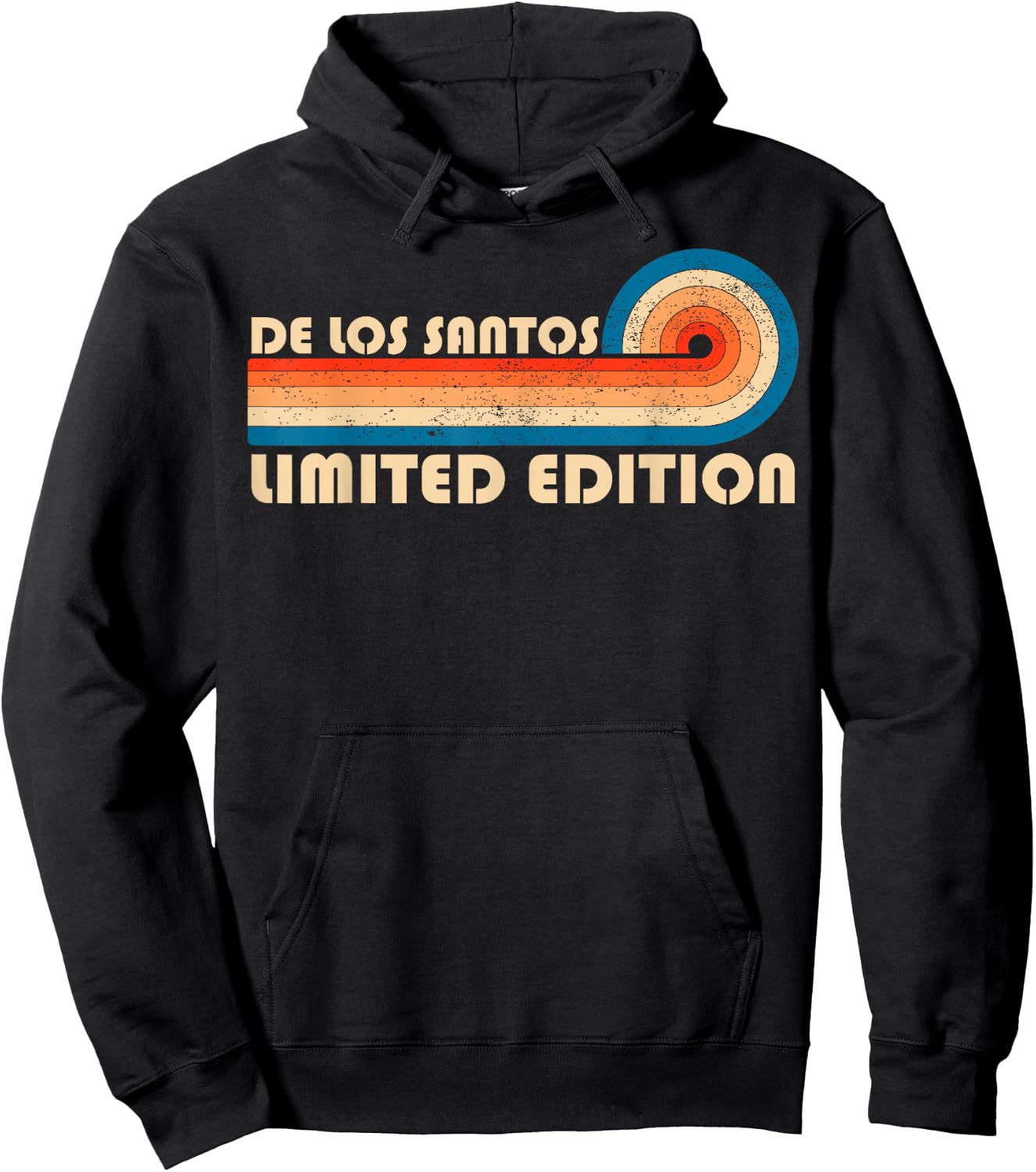 DE LOS SANTOS Surname Retro Vintage 80s 90s Birthday Reunion Hoodie - Hoodie | Black