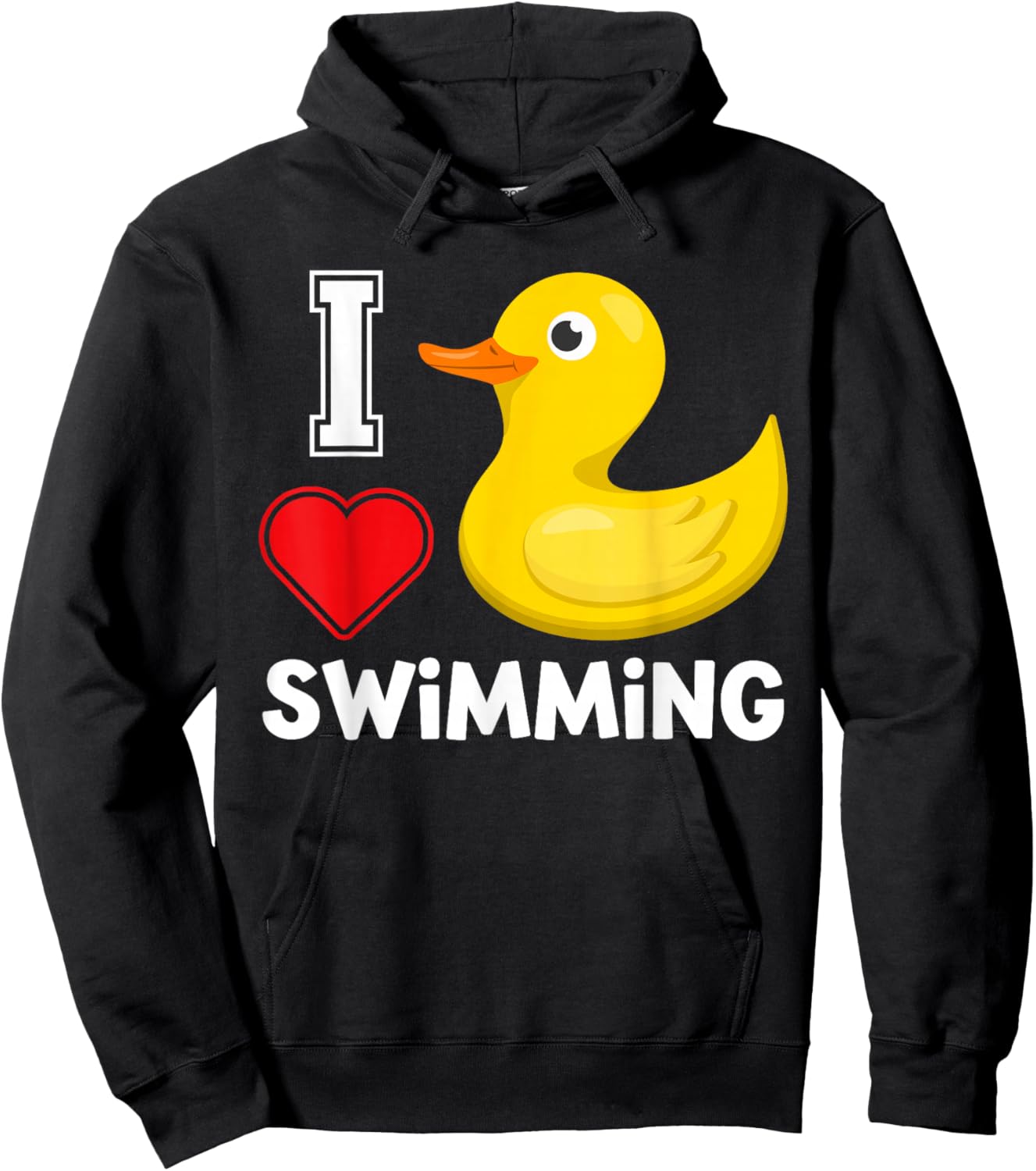 Swim Shirts For Boys Girls, Funny I Love Swimming Duck Hoodie - Hoodie | Black