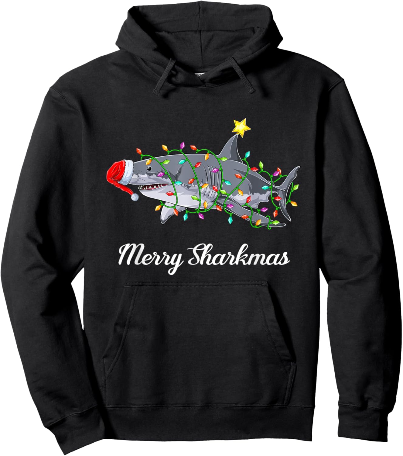 Shark Santa Claus Children Men Christmas Ugly Christmas Hoodie - Hoodie | Black