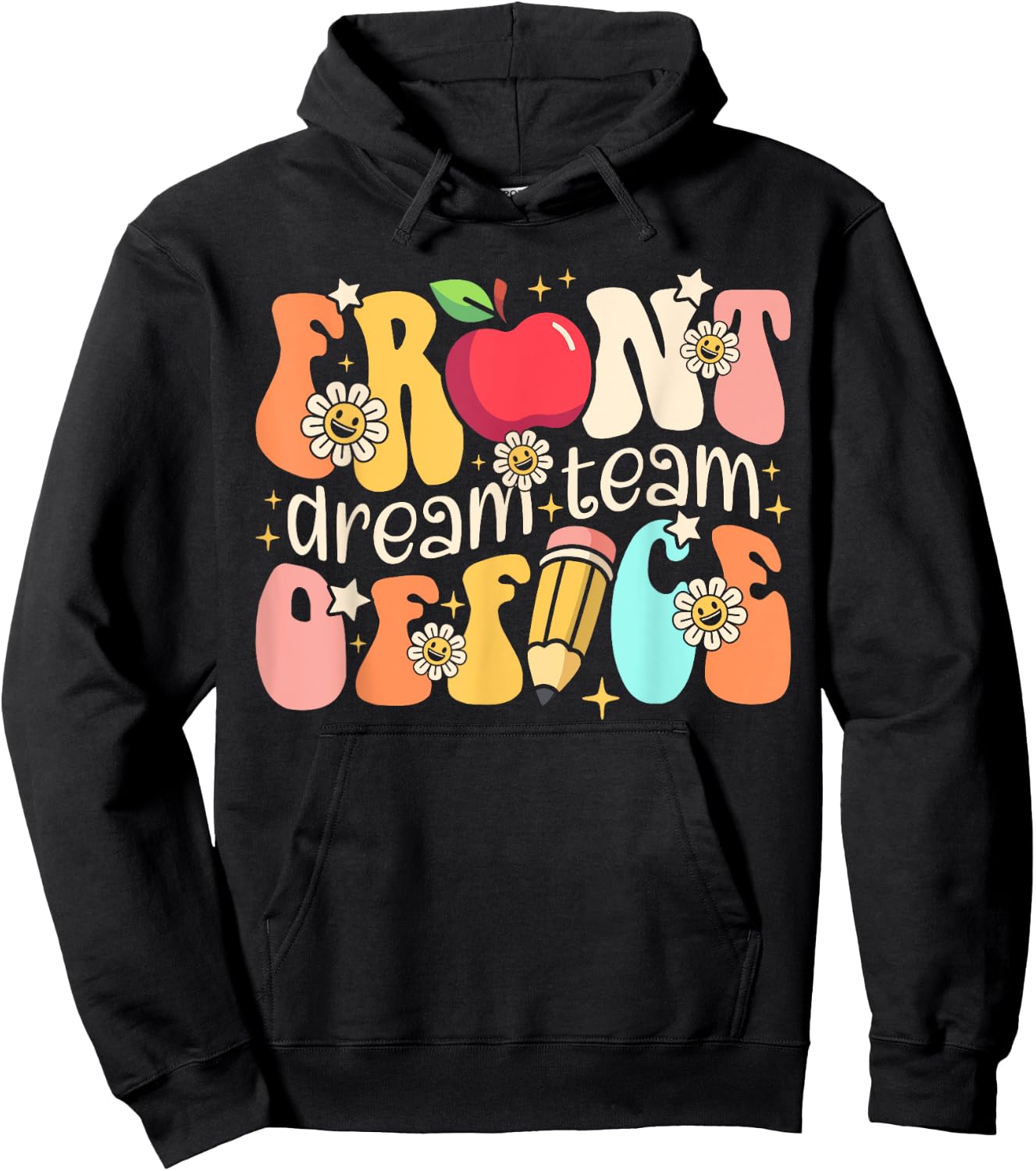 Retro Front Office Dream Team Groovy School Secretary Squad Hoodie - Hoodie | Black