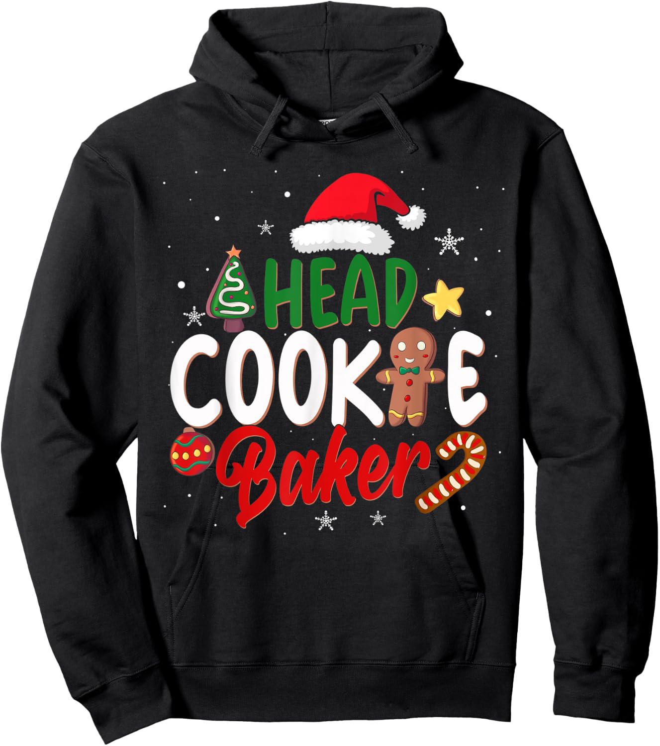 Head Cookie Baker Christmas Shirt Funny Baking Xmas Hoodie - Hoodie | Black