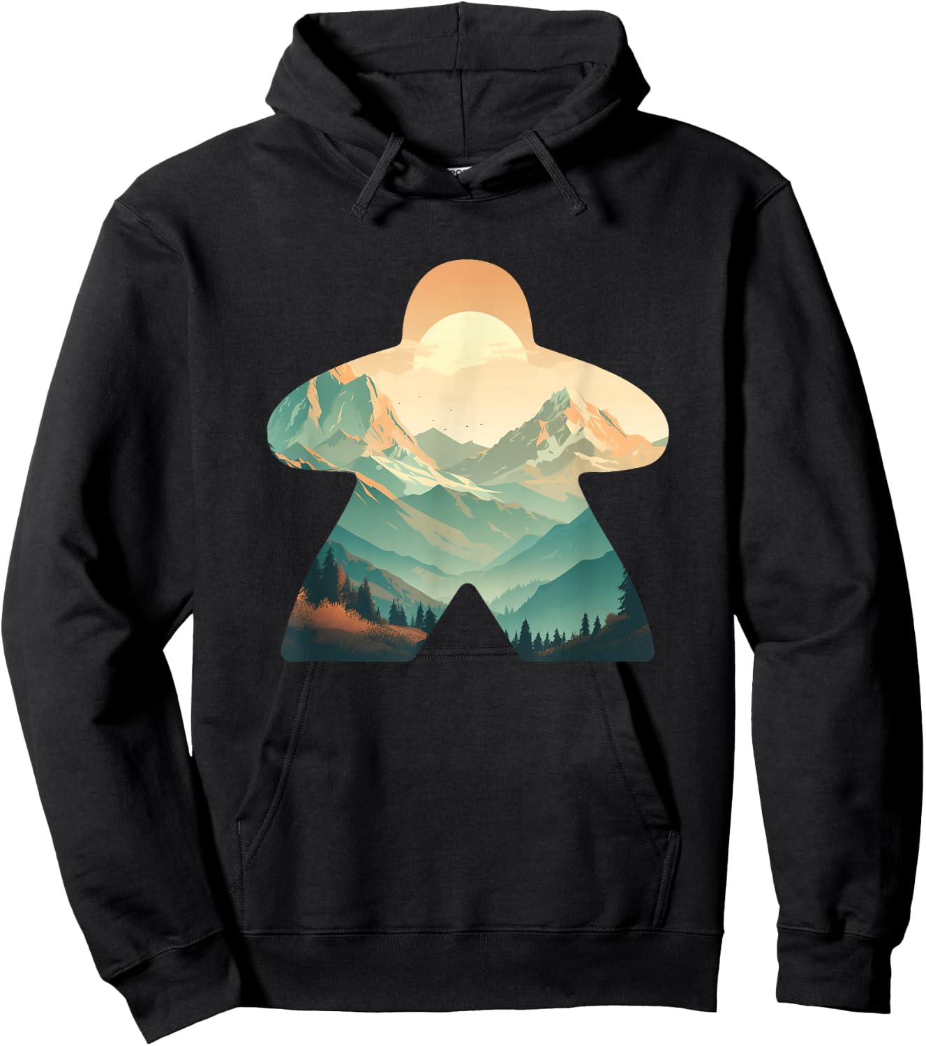 Meeple Nature Forest Adventure Tabletop Mountain Meeple Hoodie - Hoodie | Black