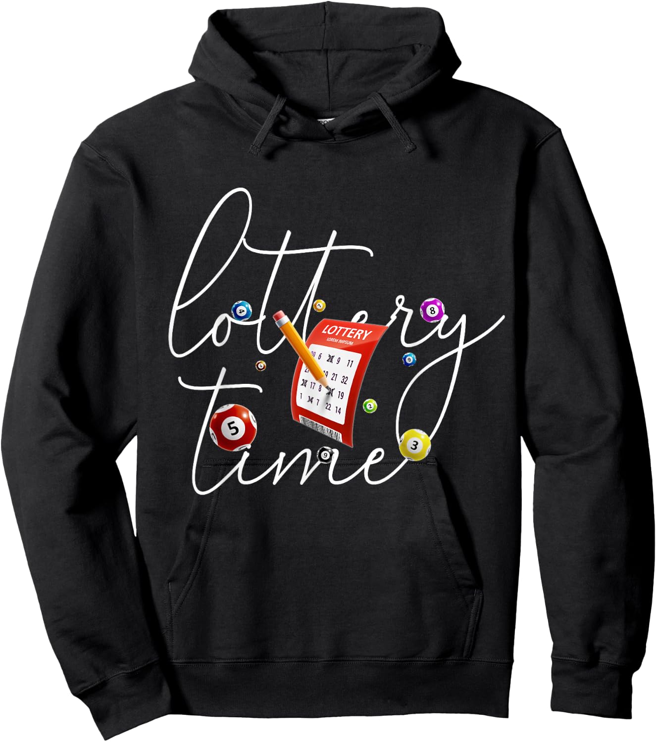 Lottery Scratcher Men Women Lucky Player Funny Bingo Hoodie - Hoodie | Black