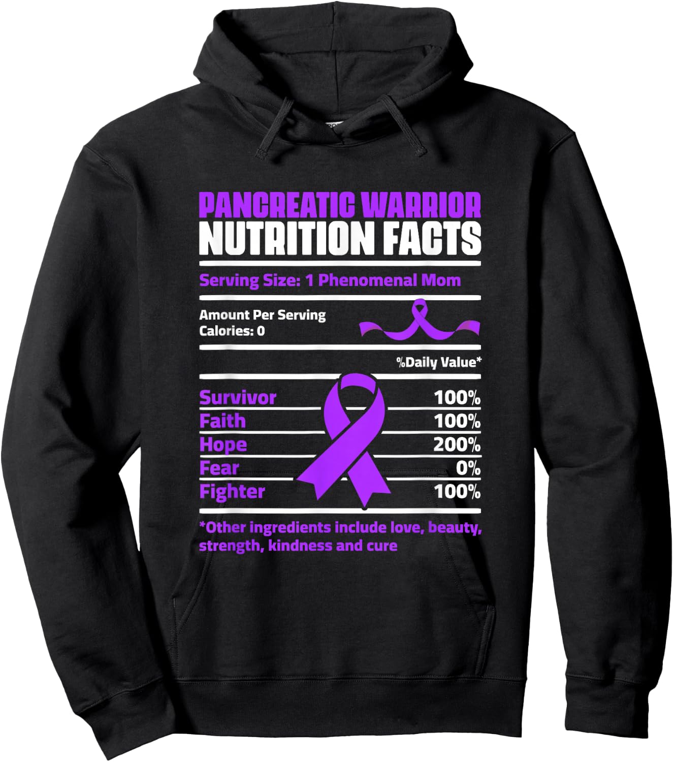 Pancreatic Cancer Nutrition Facts Pancreas Survivor Mom Hoodie - Hoodie | Black
